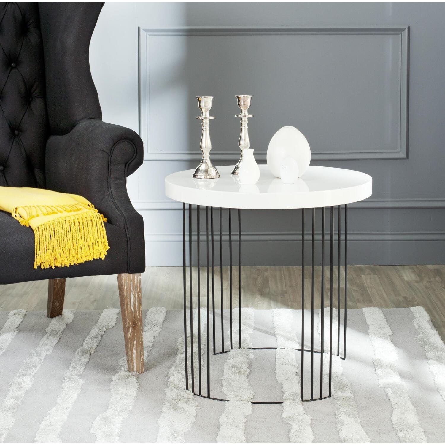 Kelly End Table - White/Black - Safavieh.