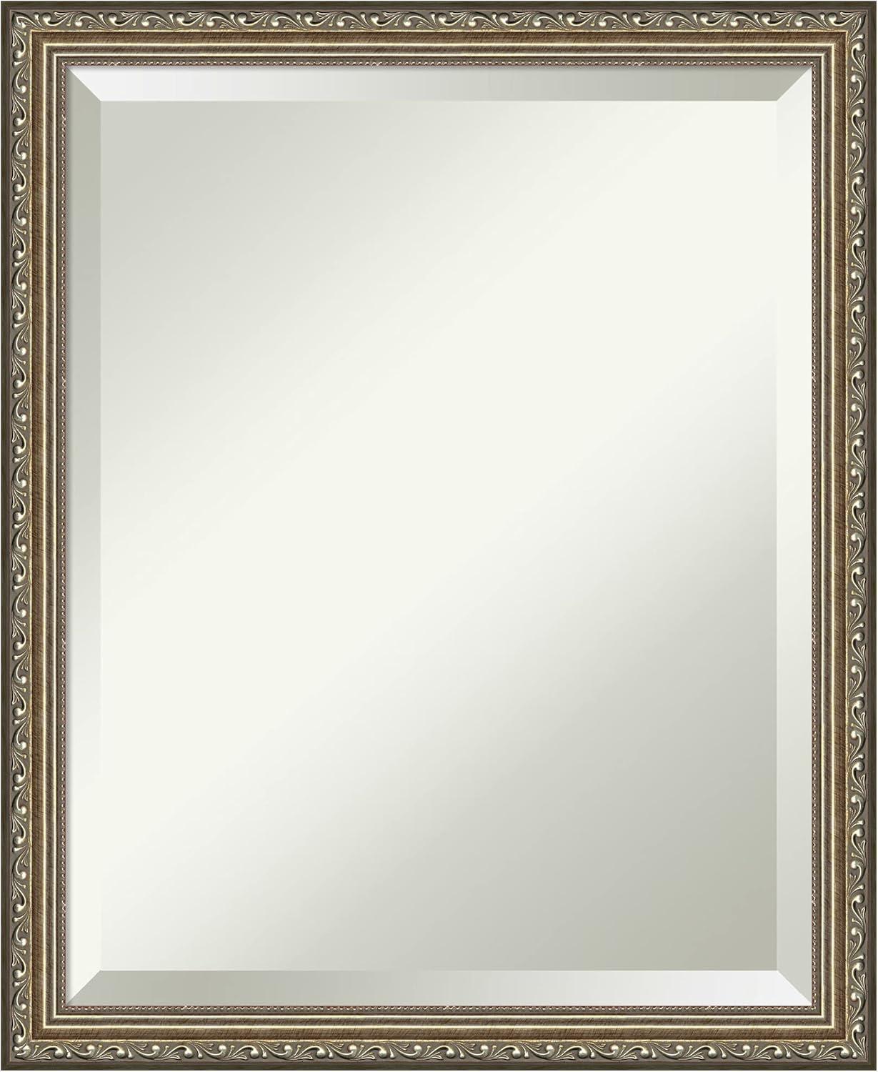 Elegant Parisian Silver Full-Length Beveled Wood Mirror