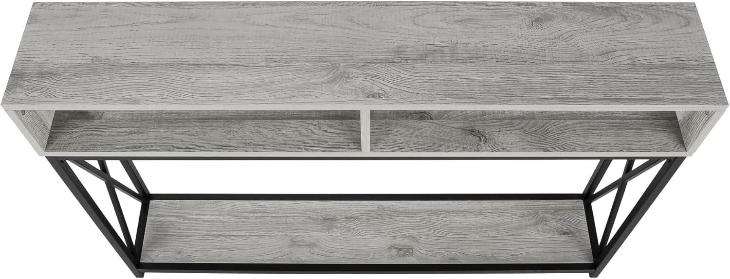 48 in. Hall Console Accent Table, Grey - Black Metal Finish