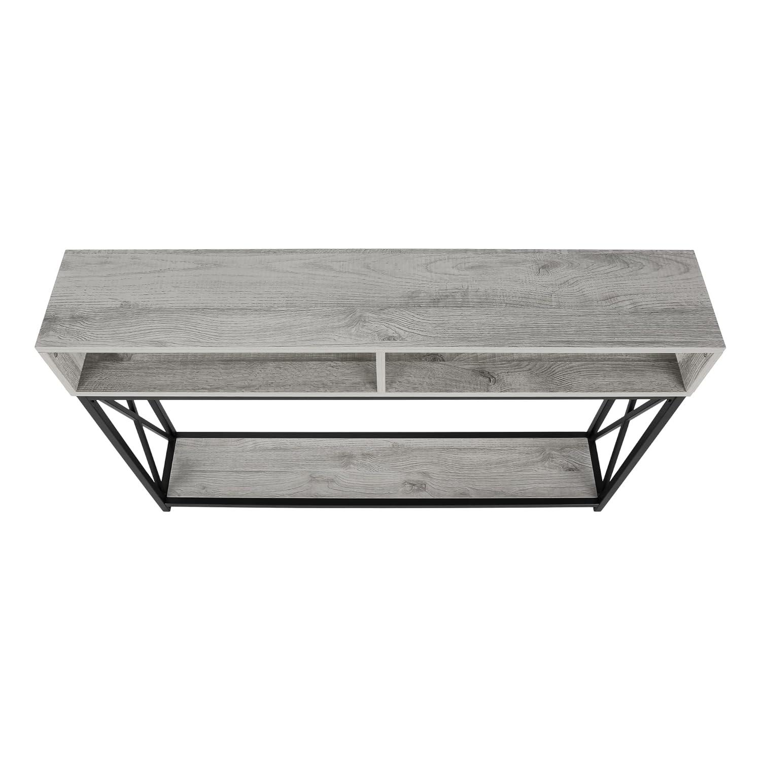 Monarch Specialties Accent Table Console Entryway Narrow Sofa Living Room Bedroom Grey Laminate Black Metal Contemporary Modern