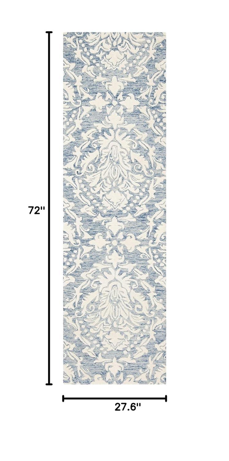 Blossom BLM107 Hand Tufted Indoor Runner Rug - Blue/Ivory - 2'3"x6' - Safavieh