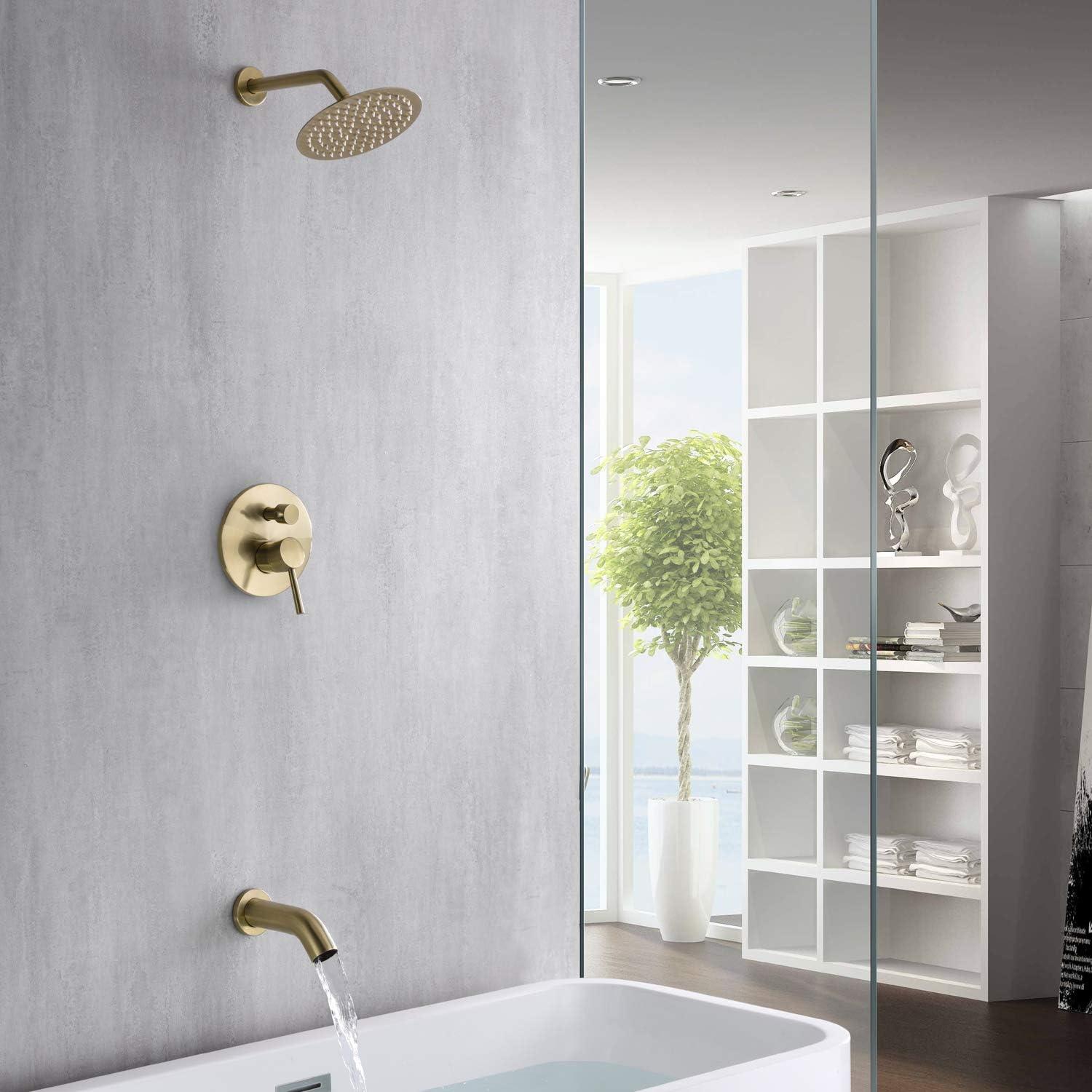 Brushed Gold Wall Mounted Rain Shower Faucet Set