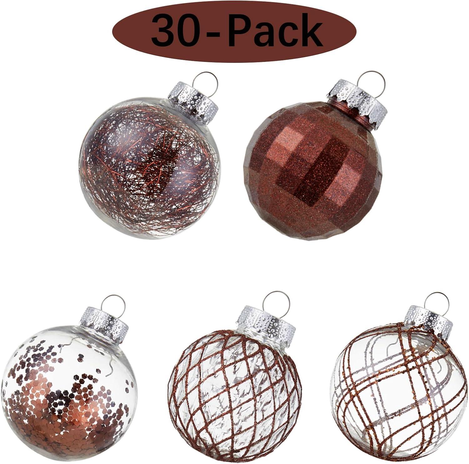 30ct Rose Gold Shatterproof Clear Plastic Christmas Ball Ornaments