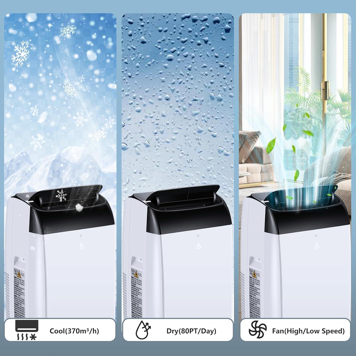 12000 BTU White Portable Air Conditioner with Remote Control