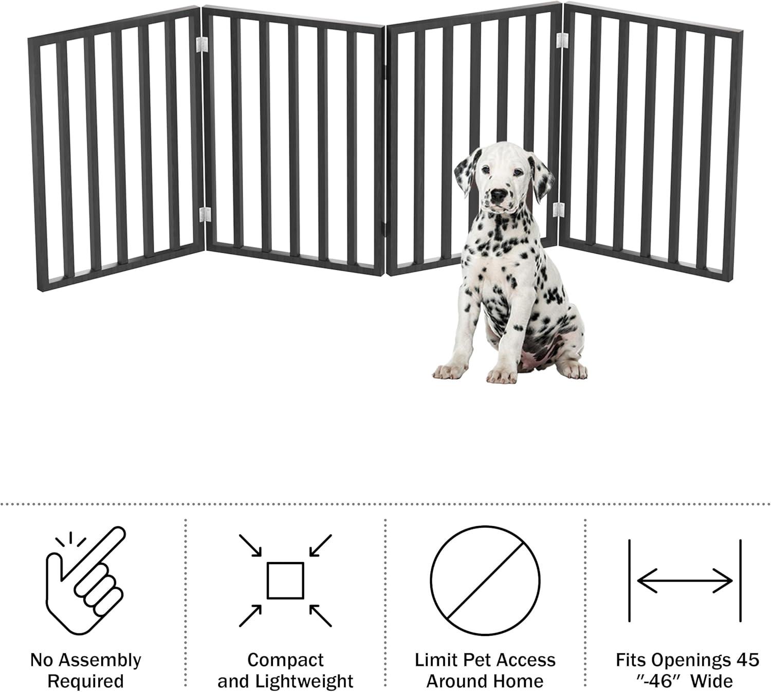 Pet Adobe 4-Panel Indoor Foldable Pet Gate, Black