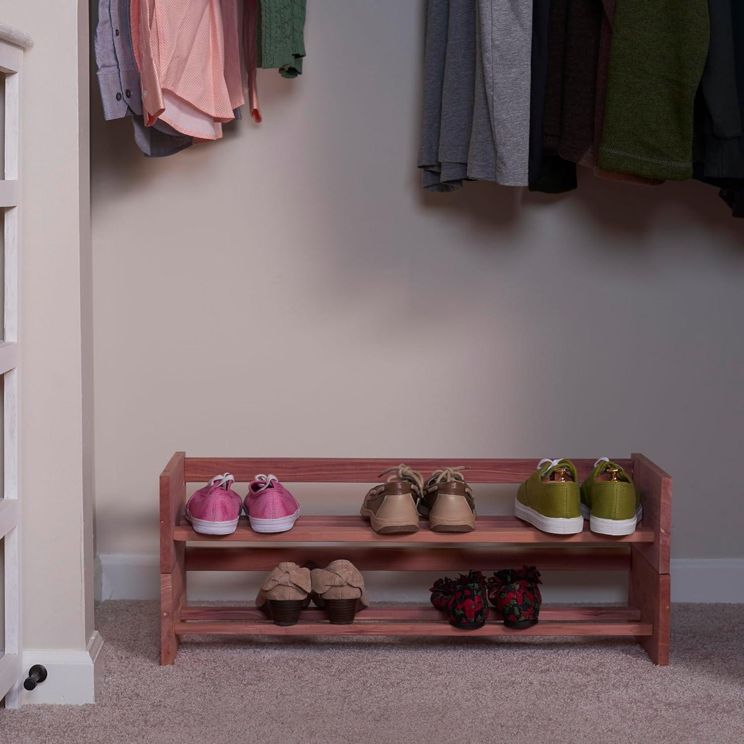 Rebrilliant Stackable Solid Wood Shoe Rack (Set of 2)