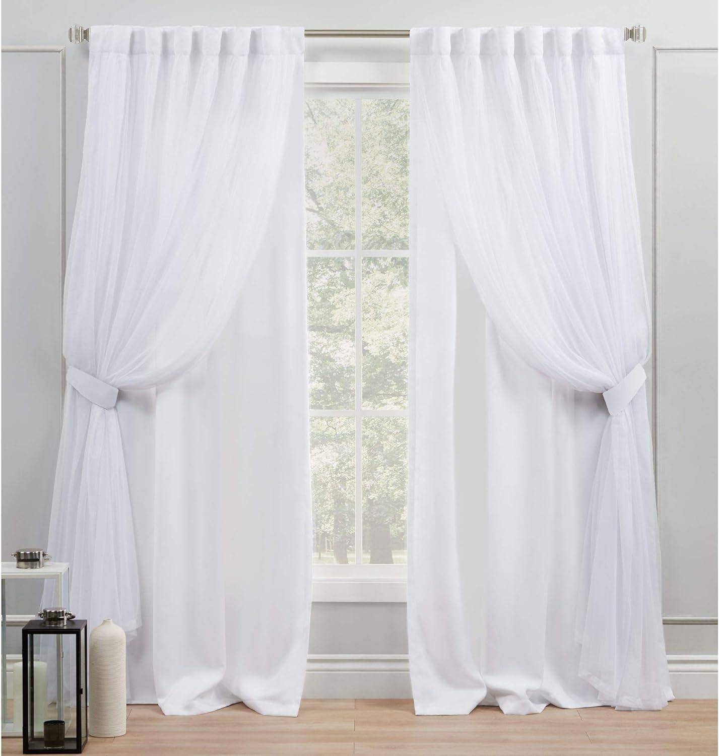 Winter White Layered Blackout and Sheer Curtain Panels