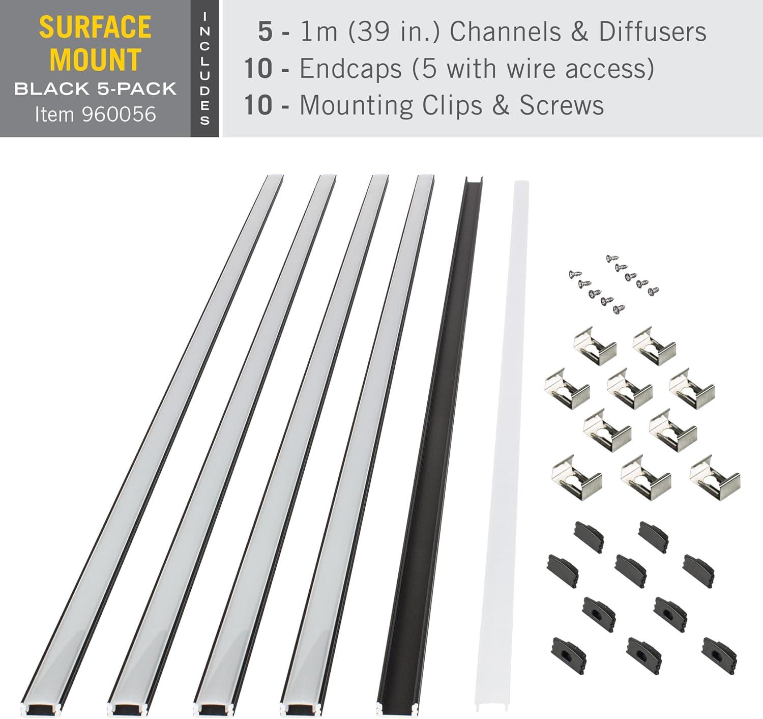 LED Tape Light Mounting Channel, Surface Mount, Silver