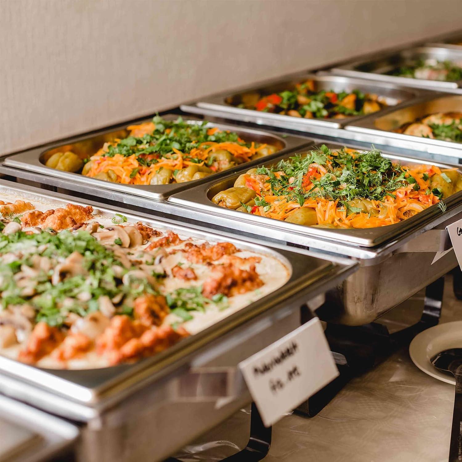 PRIJESSE Chafing Dish Buffet Set 2 PACK, 8 QT Stainless Steel Rectangular Chafing Dishes FULL PAN for Buffet, Warmers Sets for Parties, Events, Wedding, Camping, Dinner