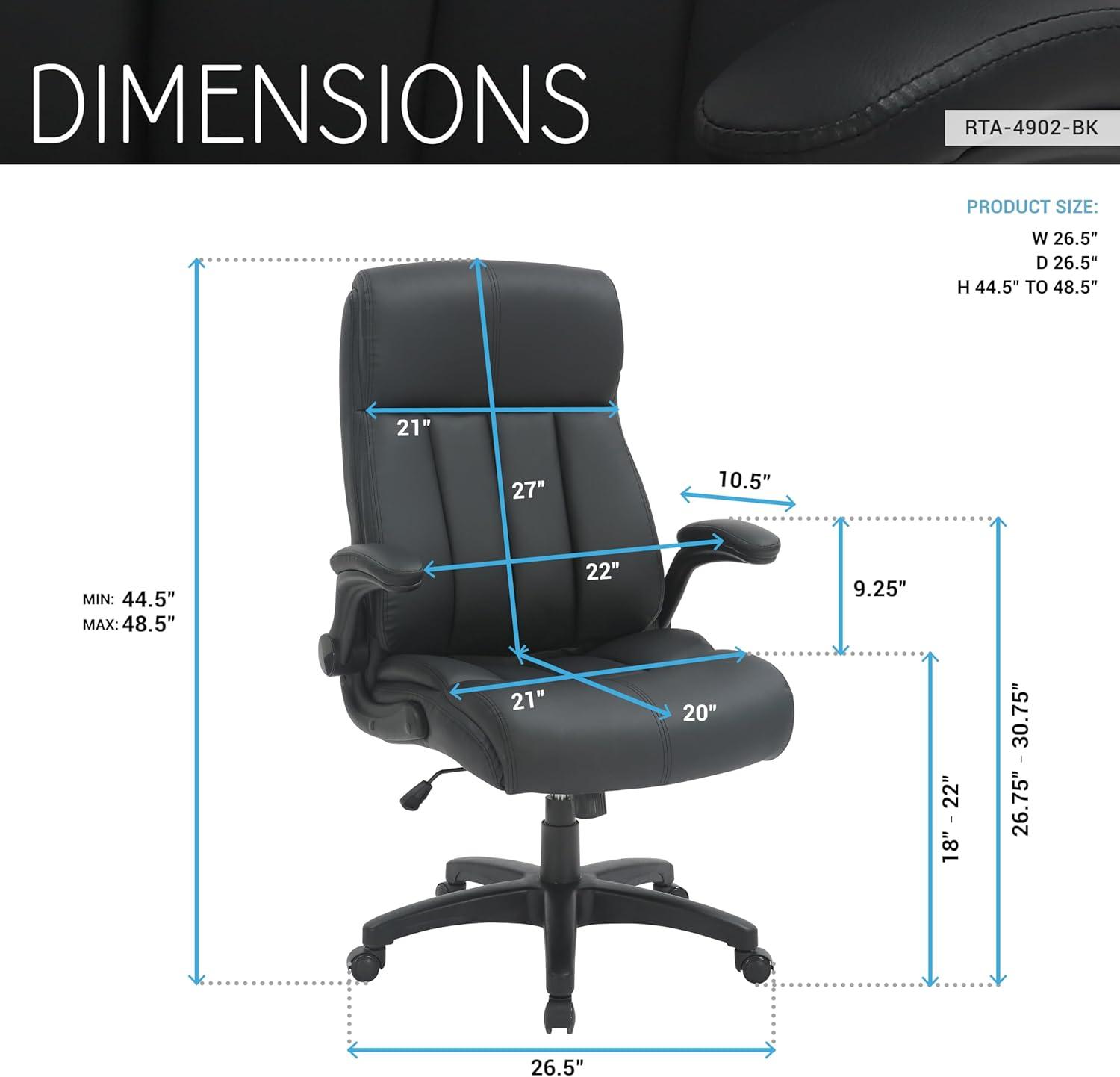 Winston Porter Baillie Medium Back Executive Office Chair with Flip-Up Arms