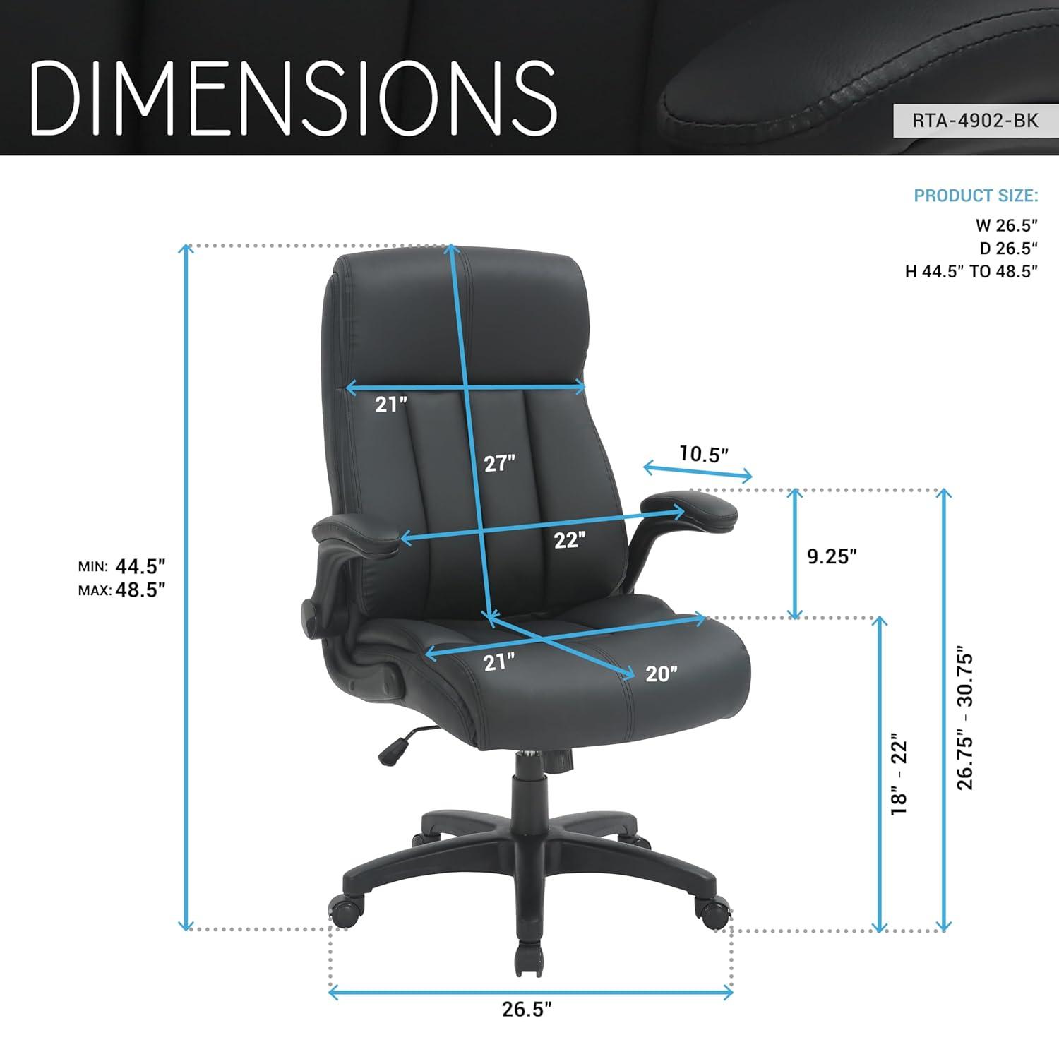 Winston Porter Baillie Medium Back Executive Office Chair with Flip-Up Arms