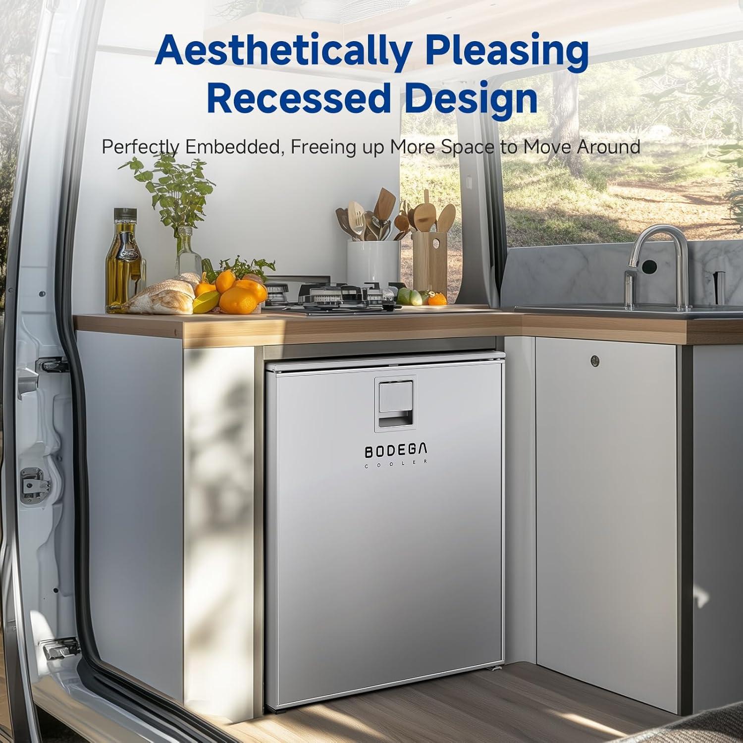 1.6 cu.ft. 45L RV Fridge and Freezer, Car Refrigerator with Lock, (-4℉-46℉) Outdoor Refrigerator in Black