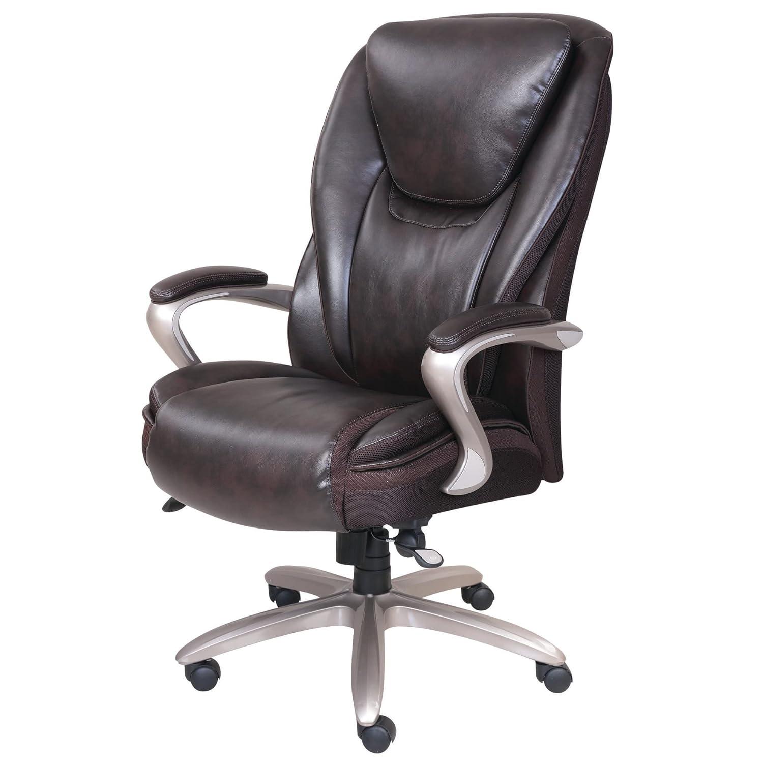 Serta® Smart Layers™ Hensley Big & Tall Ergonomic Bonded Leather High-Back Office Chair, Roasted Chestnut/Satin Nickel