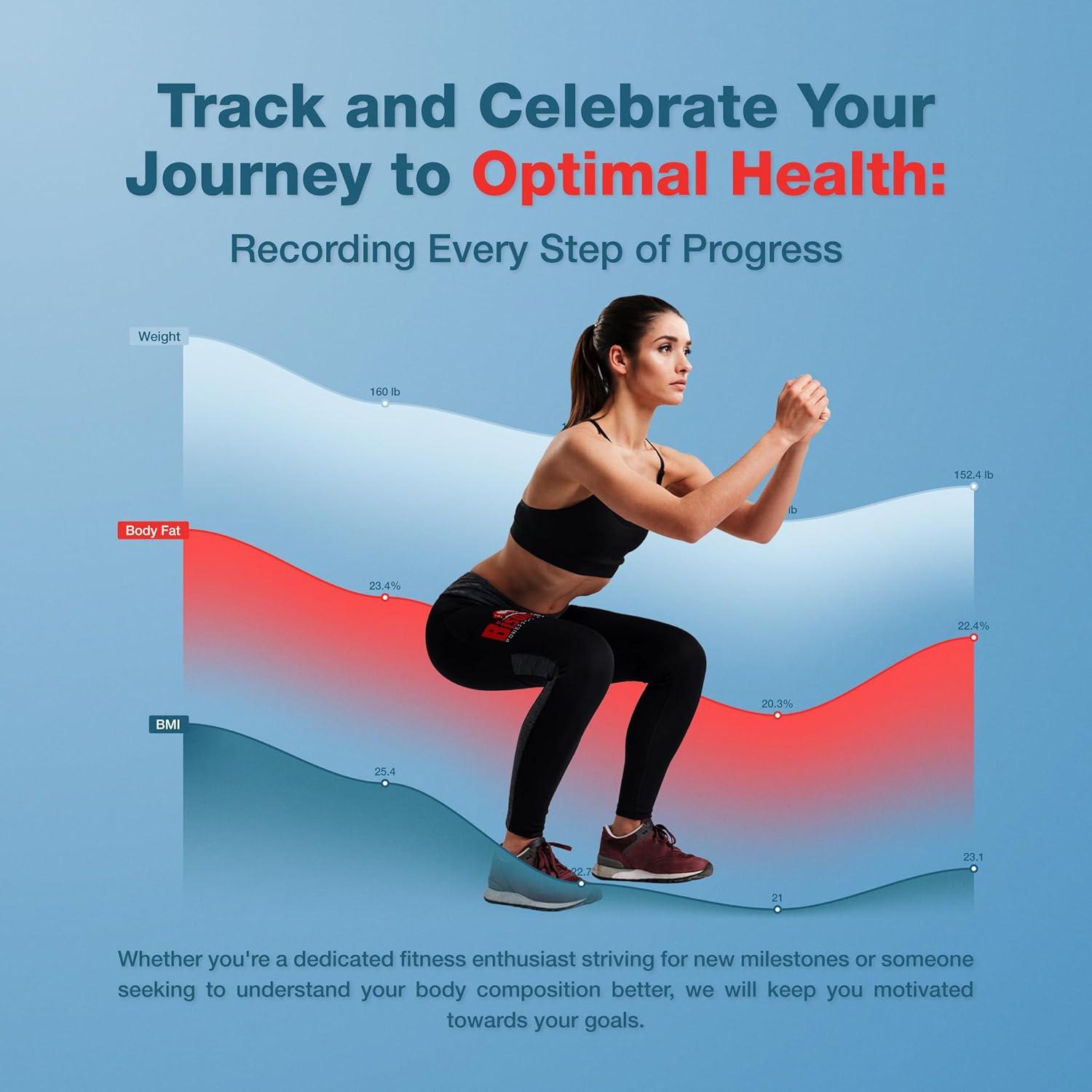 Bisonbody Smart Digital Body Scale – 29 Health Metrics – for Advanced Fitness Enthusiasts – Durable Tempered Glass – 8 High Sensitivity Electrodes Sensors – Smartphone App Connection