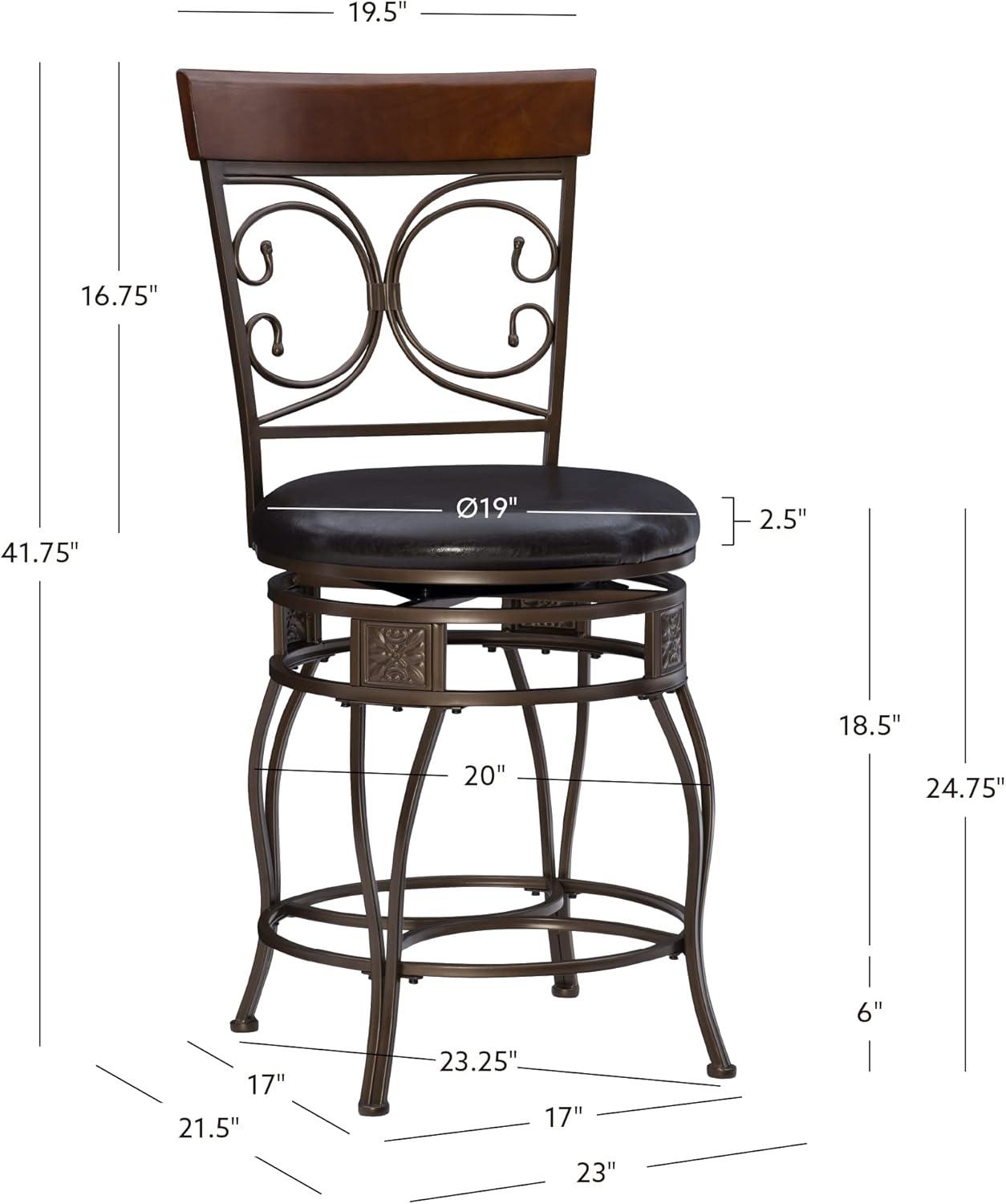 Bronze & Brown Faux Leather High-Back Swivel Counter Stool