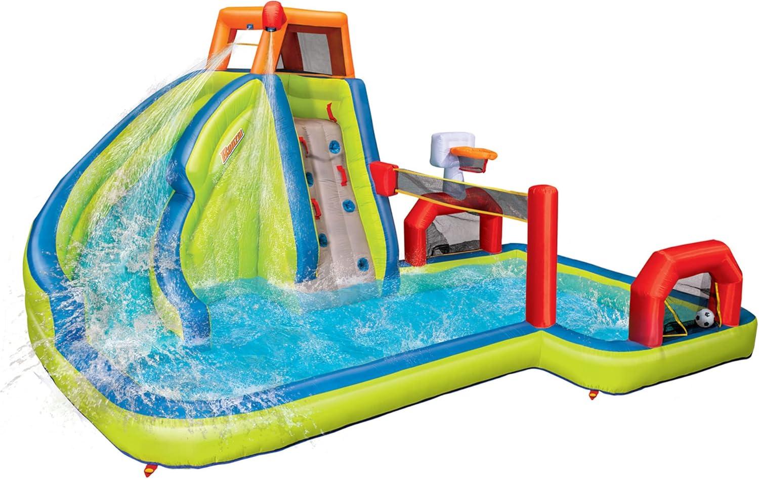 Banzai Banzai Aqua Sports Kids Inflatable Outdoor Backyard Water Slide Splash Park
