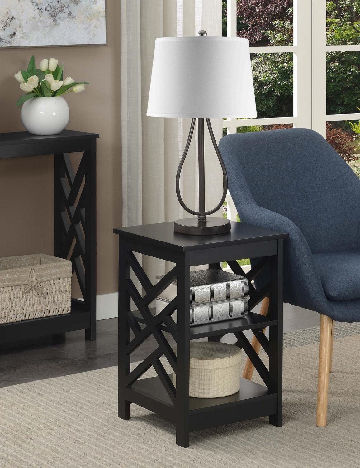 Titan End Table with Shelves Black