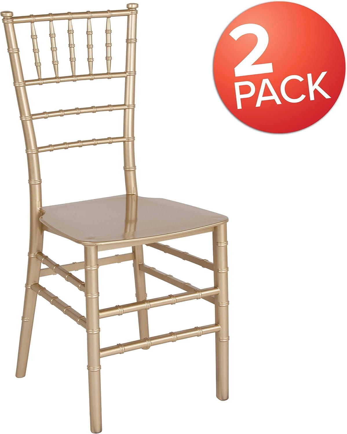 Flash Furniture 2 Pack HERCULES Series Gold Resin Stacking Chiavari Chair