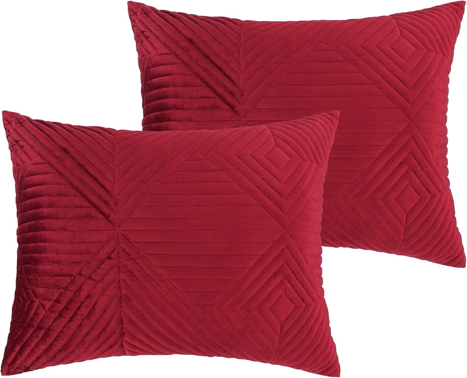 Greenland Home Fashion Riviera Velvet Ultra Comfortable Pillow Sham Standard Red