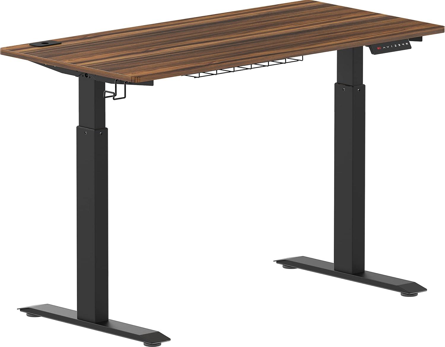 Walnut Adjustable Height Standing Desk with Black Frame