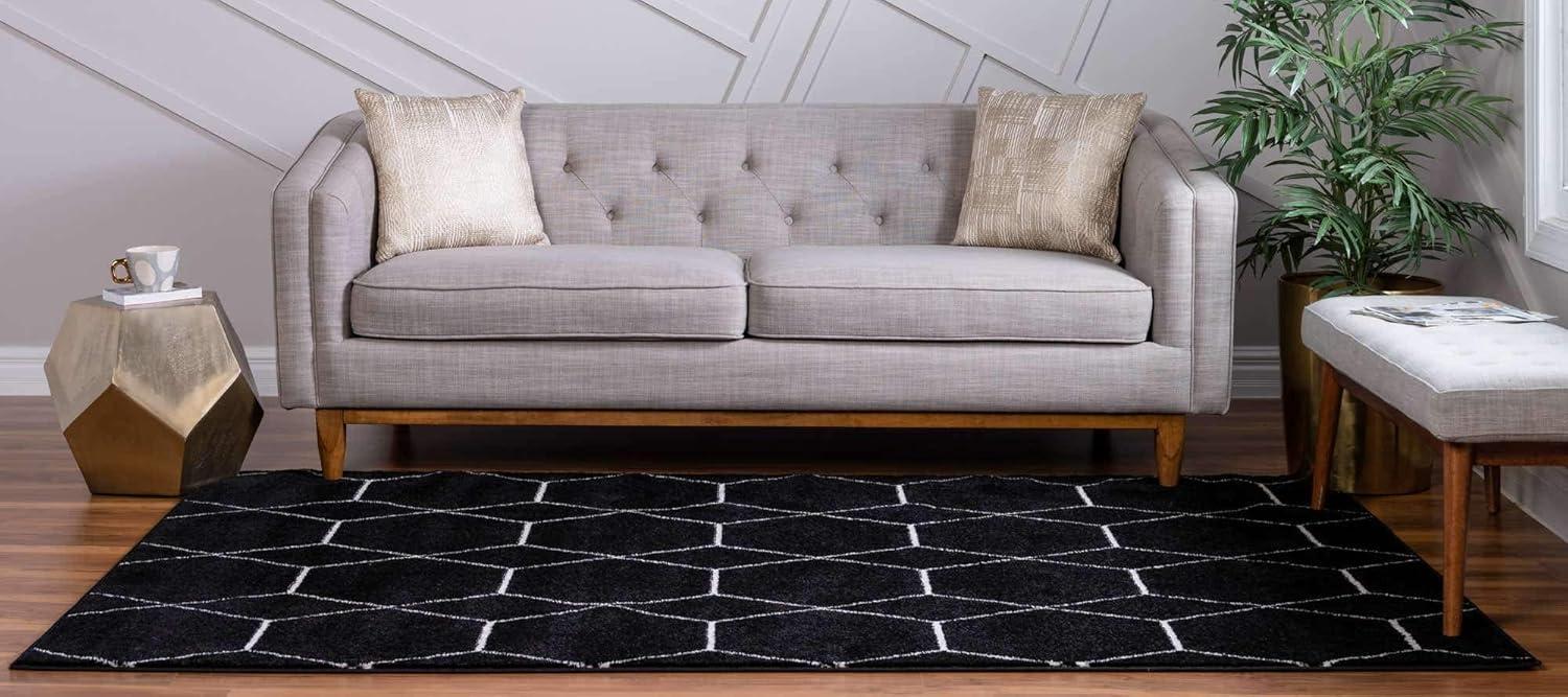 Unique Loom 7' 0 x 10' 0 Trellis Frieze Geometric Black Area Rug