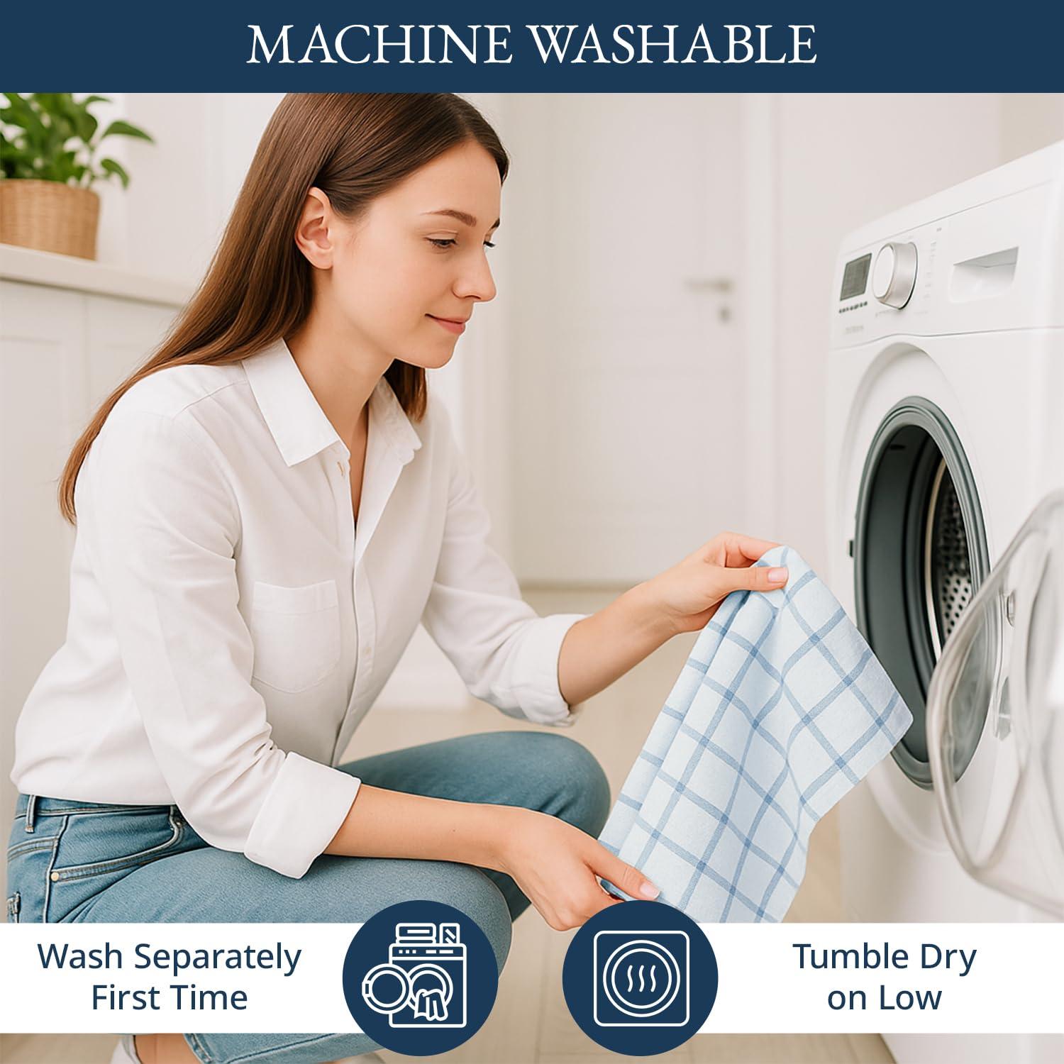 LANE LINEN Cotton Kitchen Towels Set, 6-Pack – Absorbent, Quick-Drying Dish Towels, 18" x 28", Soft, Premium Hand and Tea Towels - Indigo