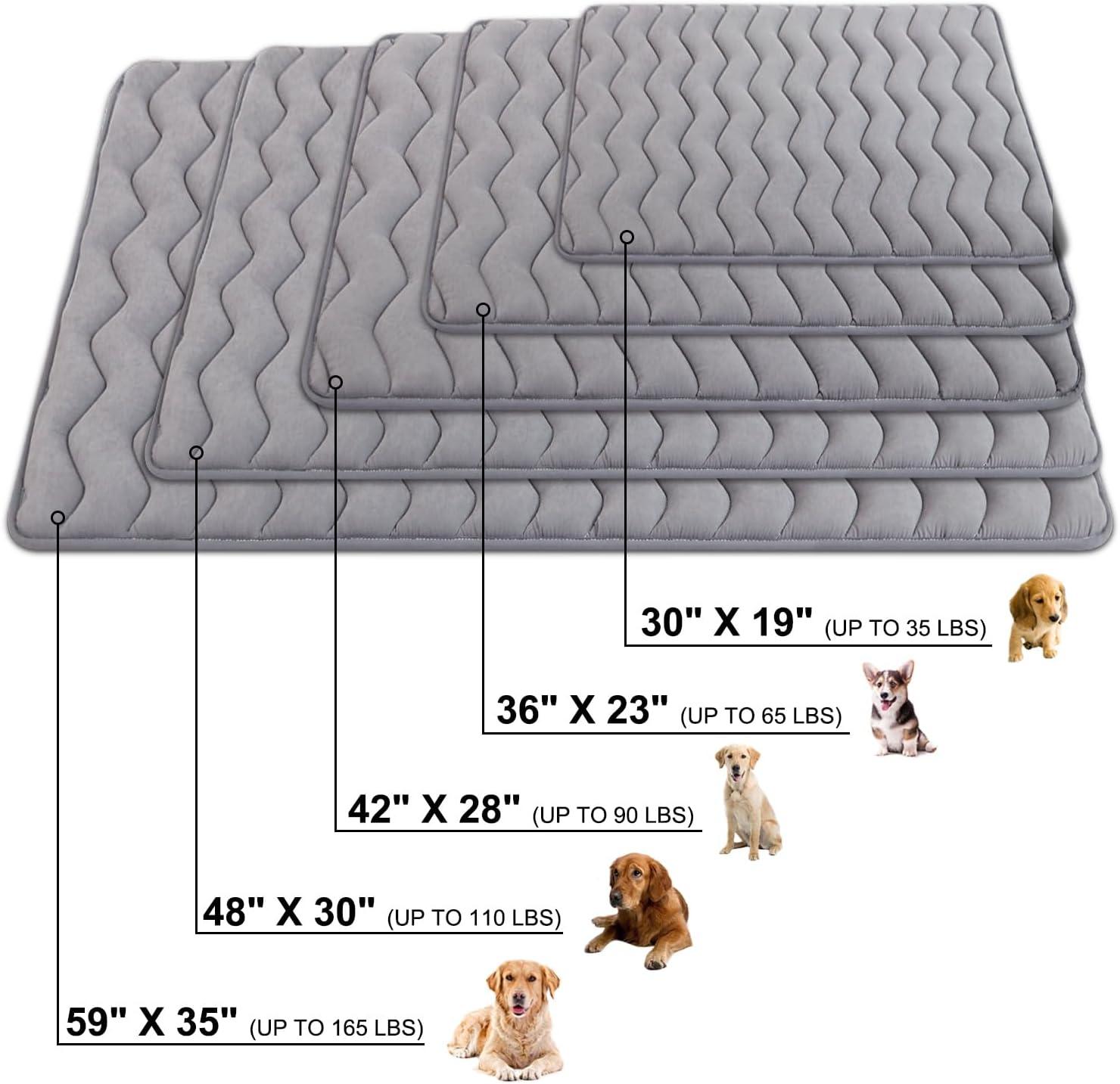 Paw Inspired Washable Padded 42" Crate Mats for Dogs | 41" x 28" Size, Fits 42-inch Kennels | Anti-Slip, Leakproof, Waterproof, Reusable Plush Pet Pads (Gray)