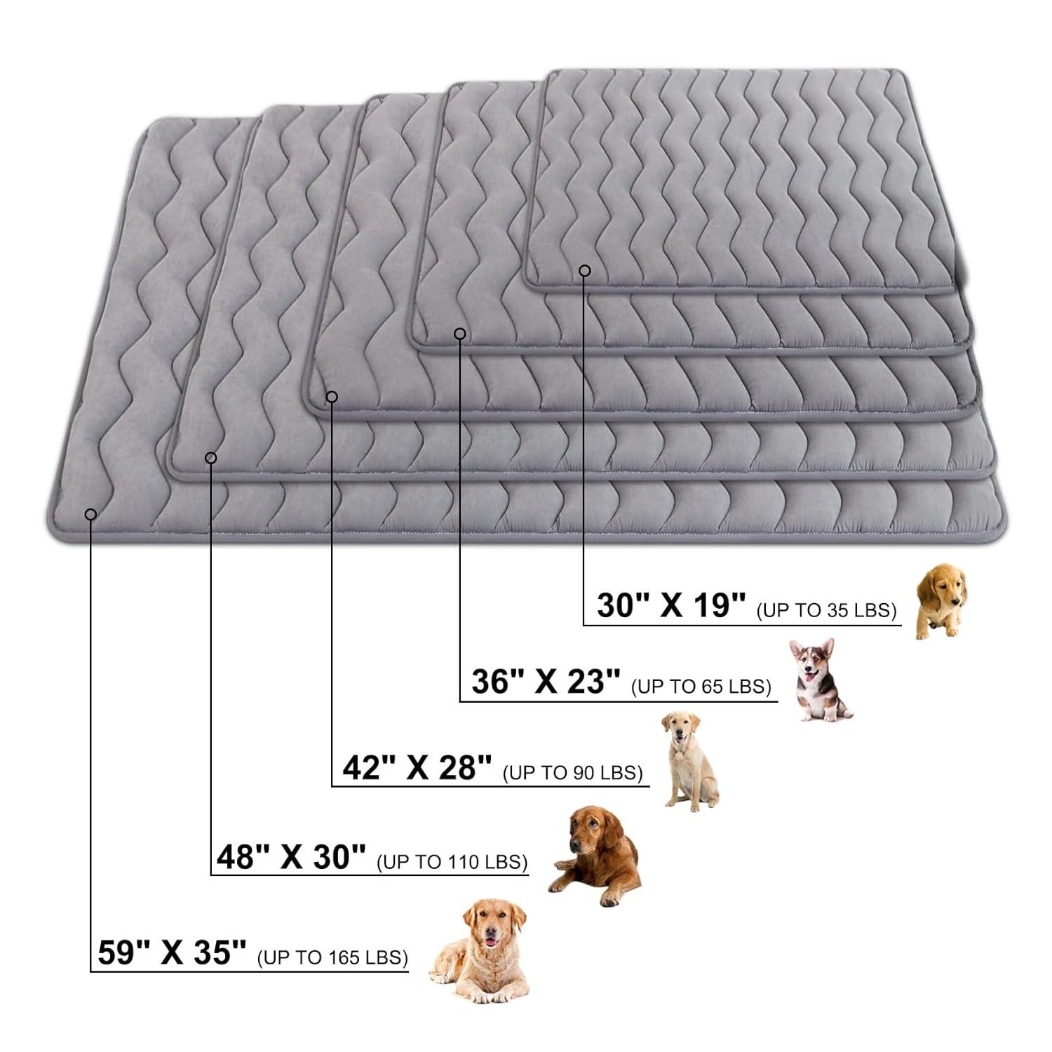 Paw Inspired Washable Padded 42" Crate Mats for Dogs | 41" x 28" Size, Fits 42-inch Kennels | Anti-Slip, Leakproof, Waterproof, Reusable Plush Pet Pads (Gray)