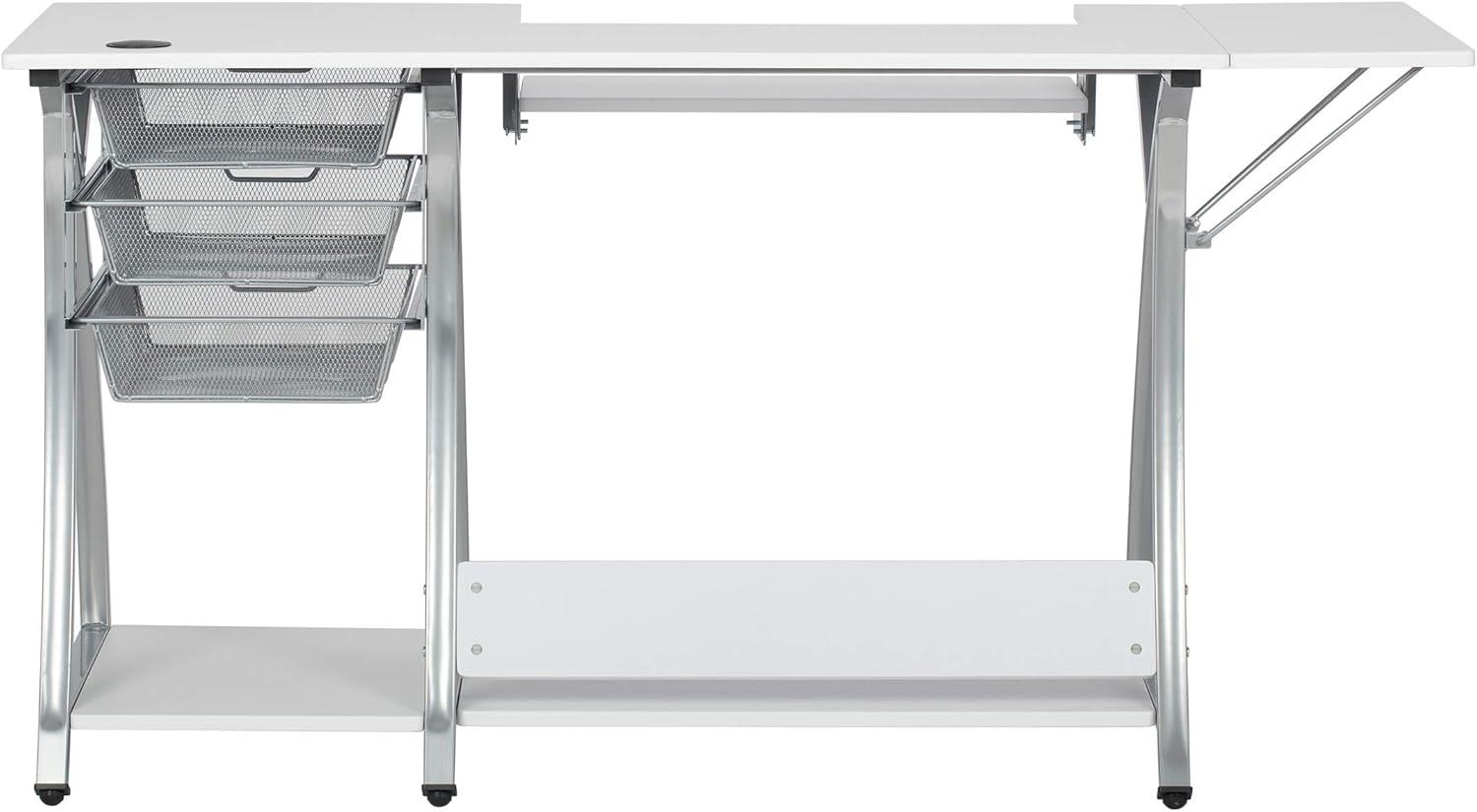 56.75'' x 23.75'' Foldable Sewing Table with Sewing Machine Platform