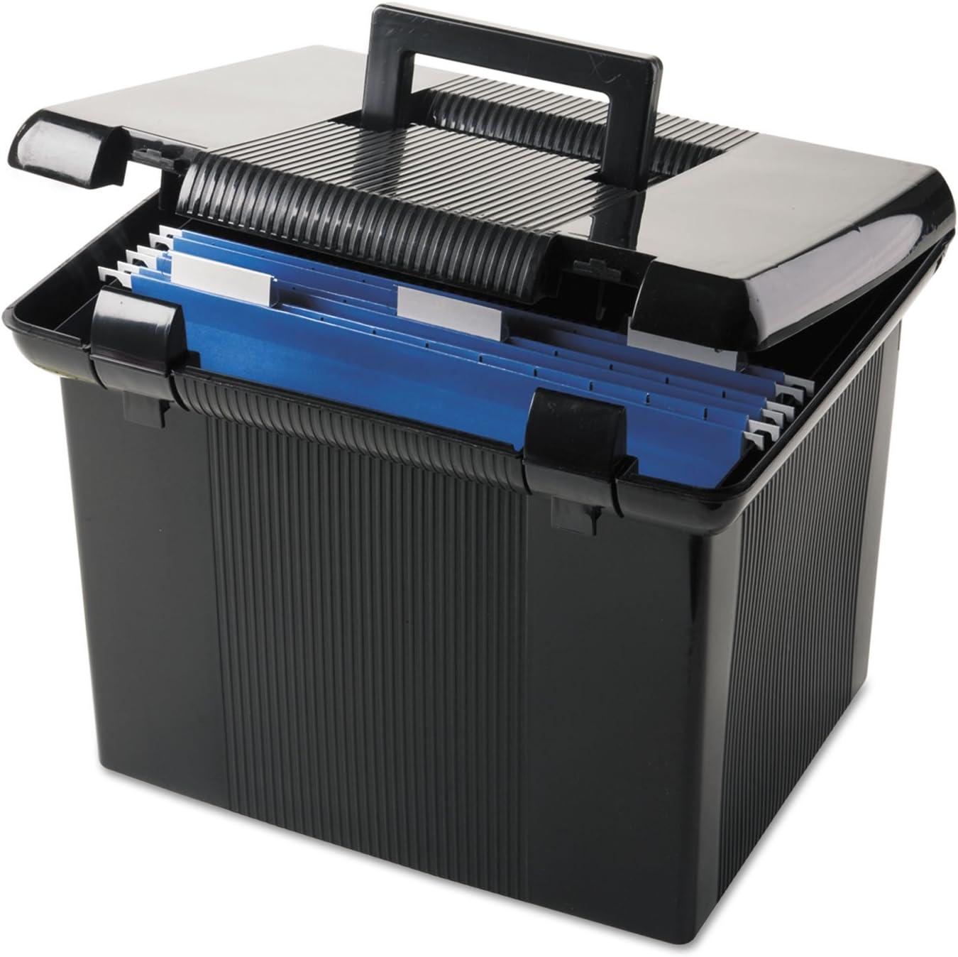 Pendaflex Portable File Boxes, Letter Files, 13.88" x 14" x 11.13", Black
