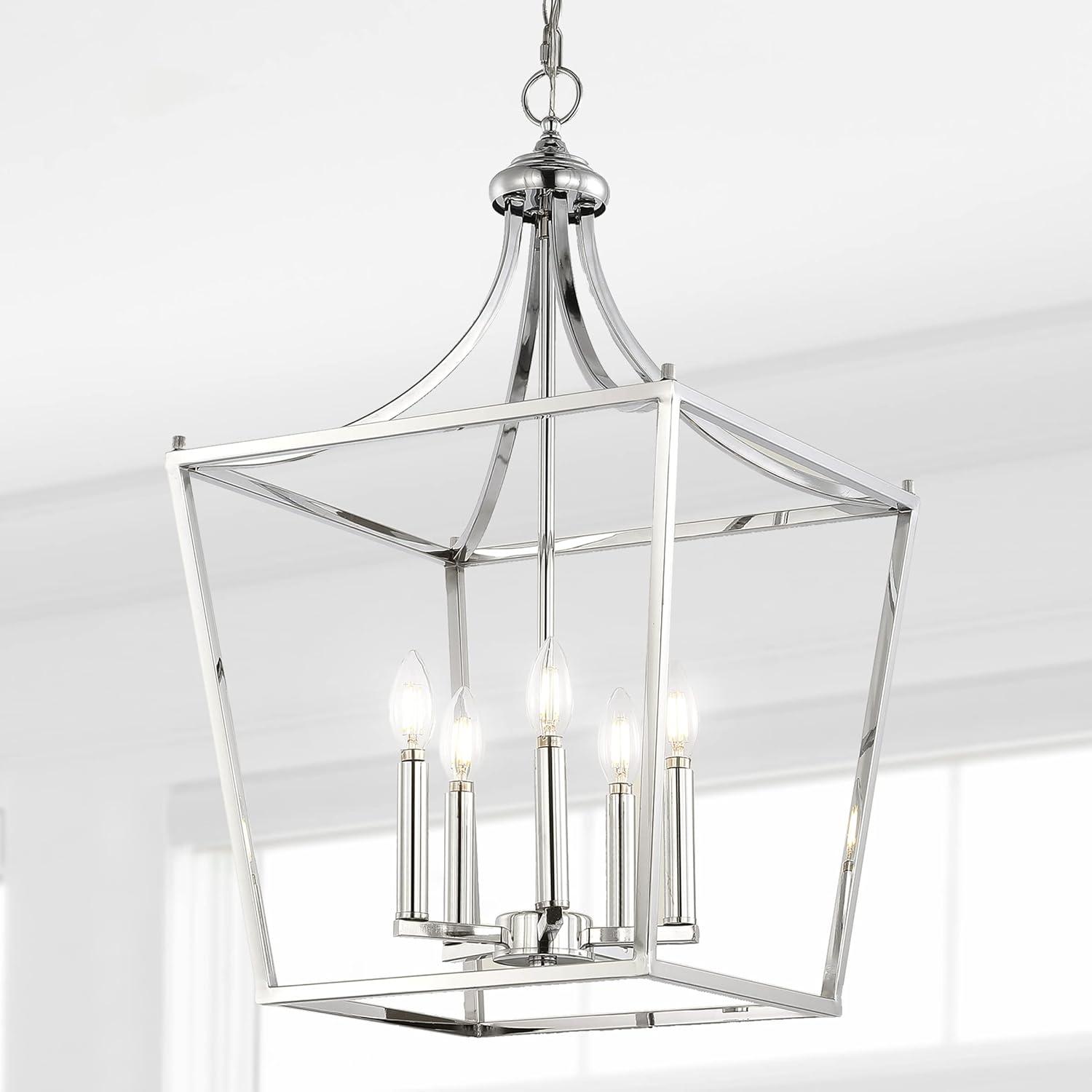 Camden 13" 4-Light Iron Classic Midcentury Pendant Lantern, Chrome