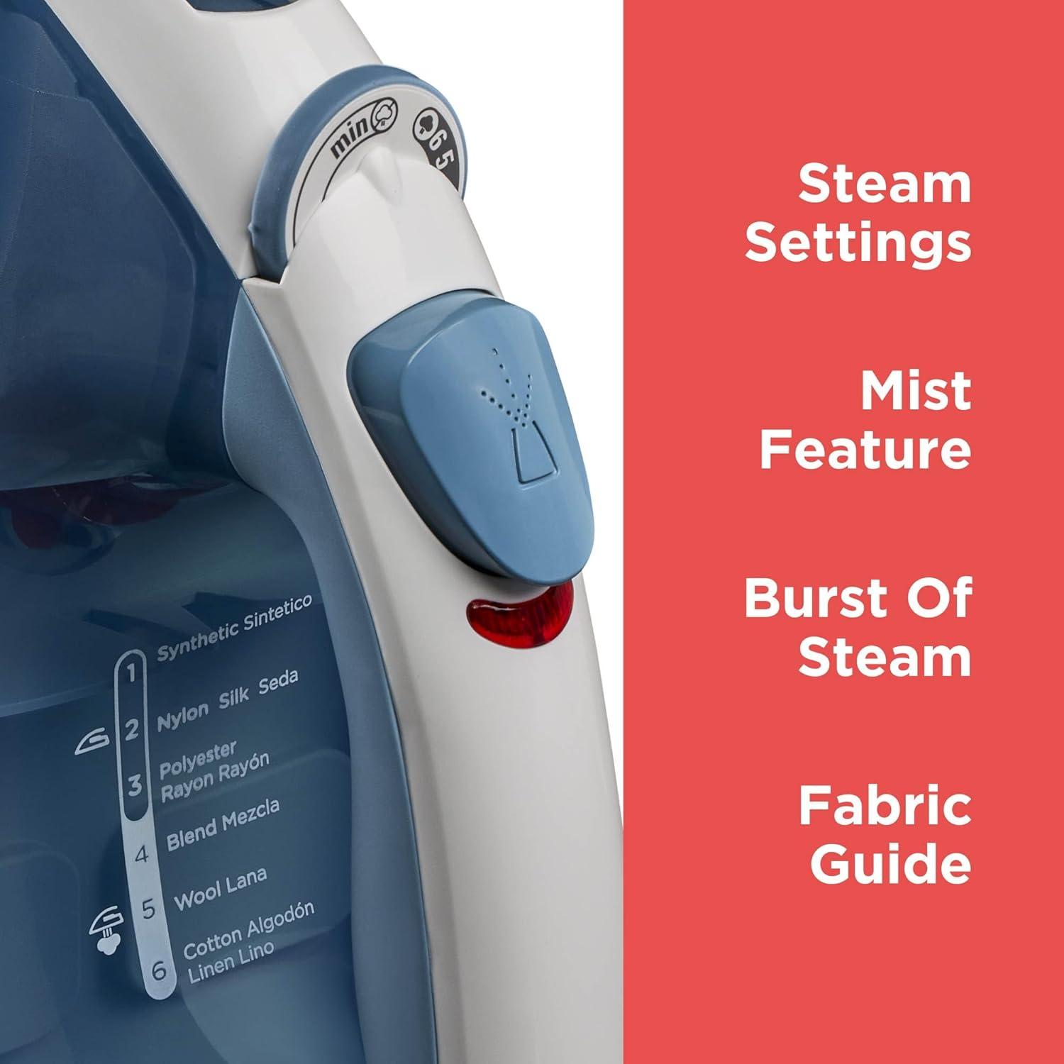 BLACK+DECKER BLACK+DECKER Easy Steam Compact Iron for Clothes, Automatic Shutoff, Nonstick Plate, Light Weight, 1200 Watts
