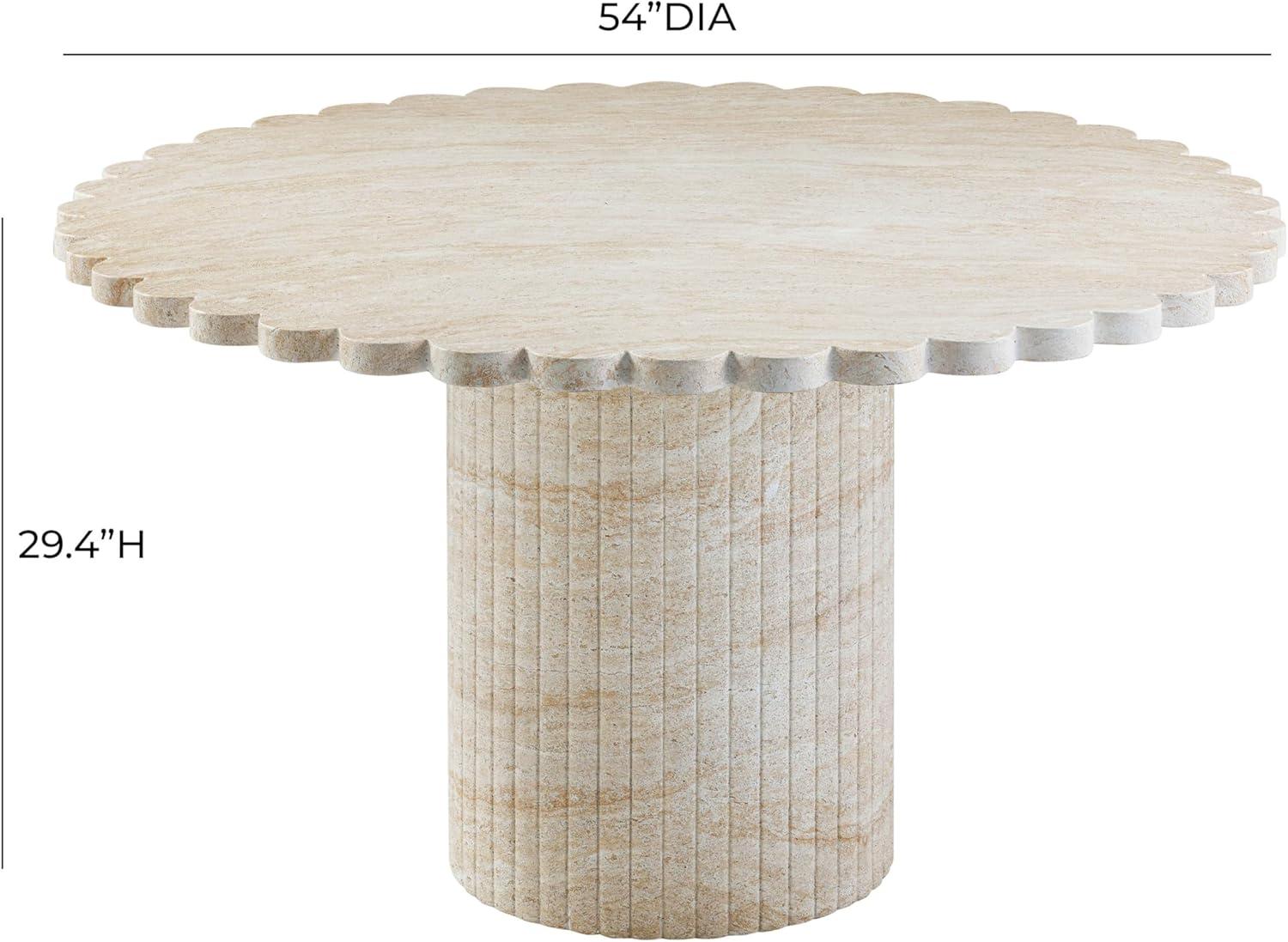 Blossom Beige Travertine Round Dining Table, 54 Inch