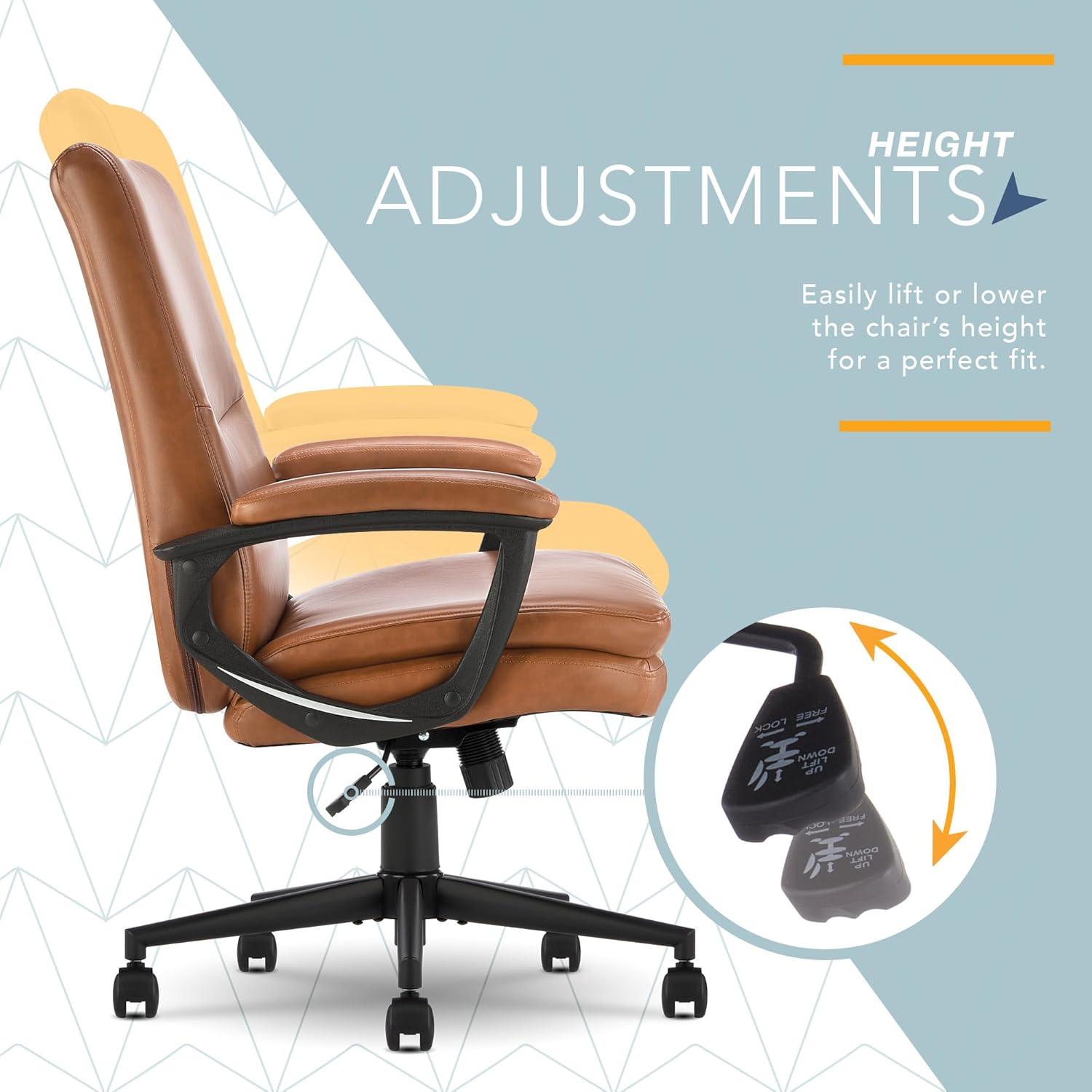 CLICK365 Click365 Classic Comfort Executive Office Chair, Ergonomic Mid-Back, Double-Layer Seat Cushion