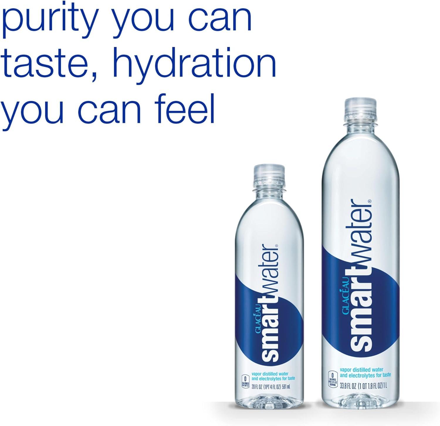 smartwater vapor distilled premium water, 16.9 fl oz, 6 count bottles