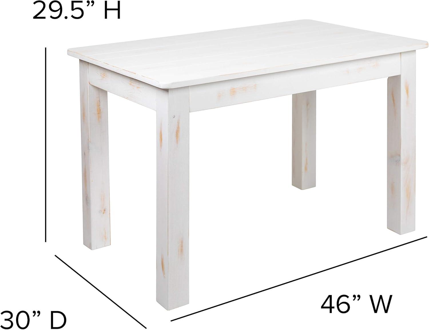 Flash Furniture HERCULES Series 46" x 30" Rectangular Antique Rustic White Solid Pine Farm Dining Table