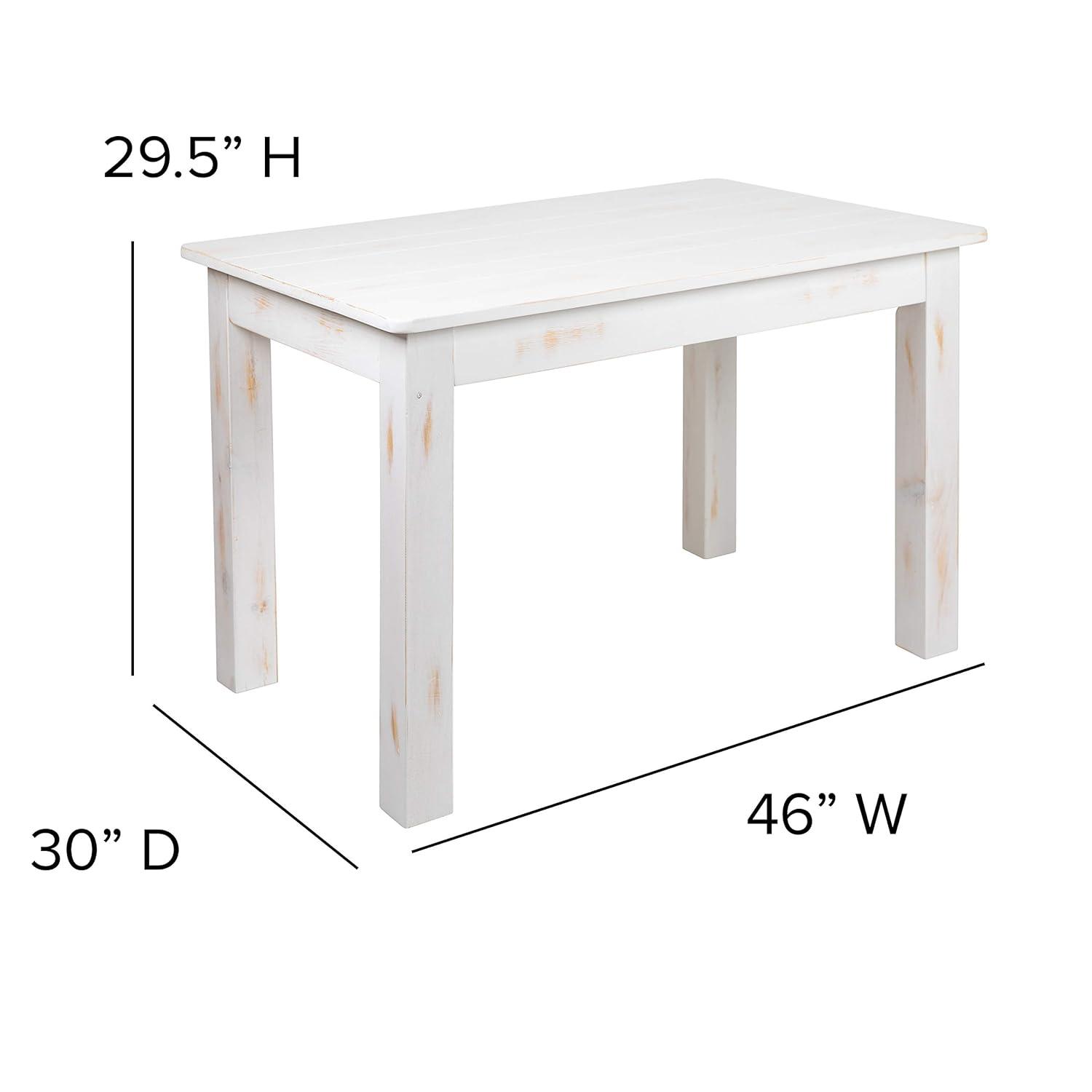 Flash Furniture HERCULES Series 46" x 30" Rectangular Antique Rustic White Solid Pine Farm Dining Table
