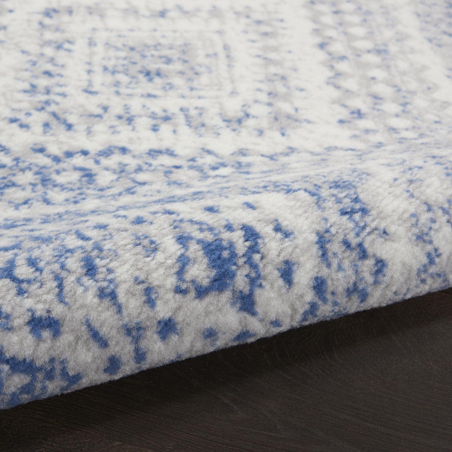 Nourison Whimsicle Boho Farmhouse Ivory Blue 2' x 6' Area Rug, (6' Runner)