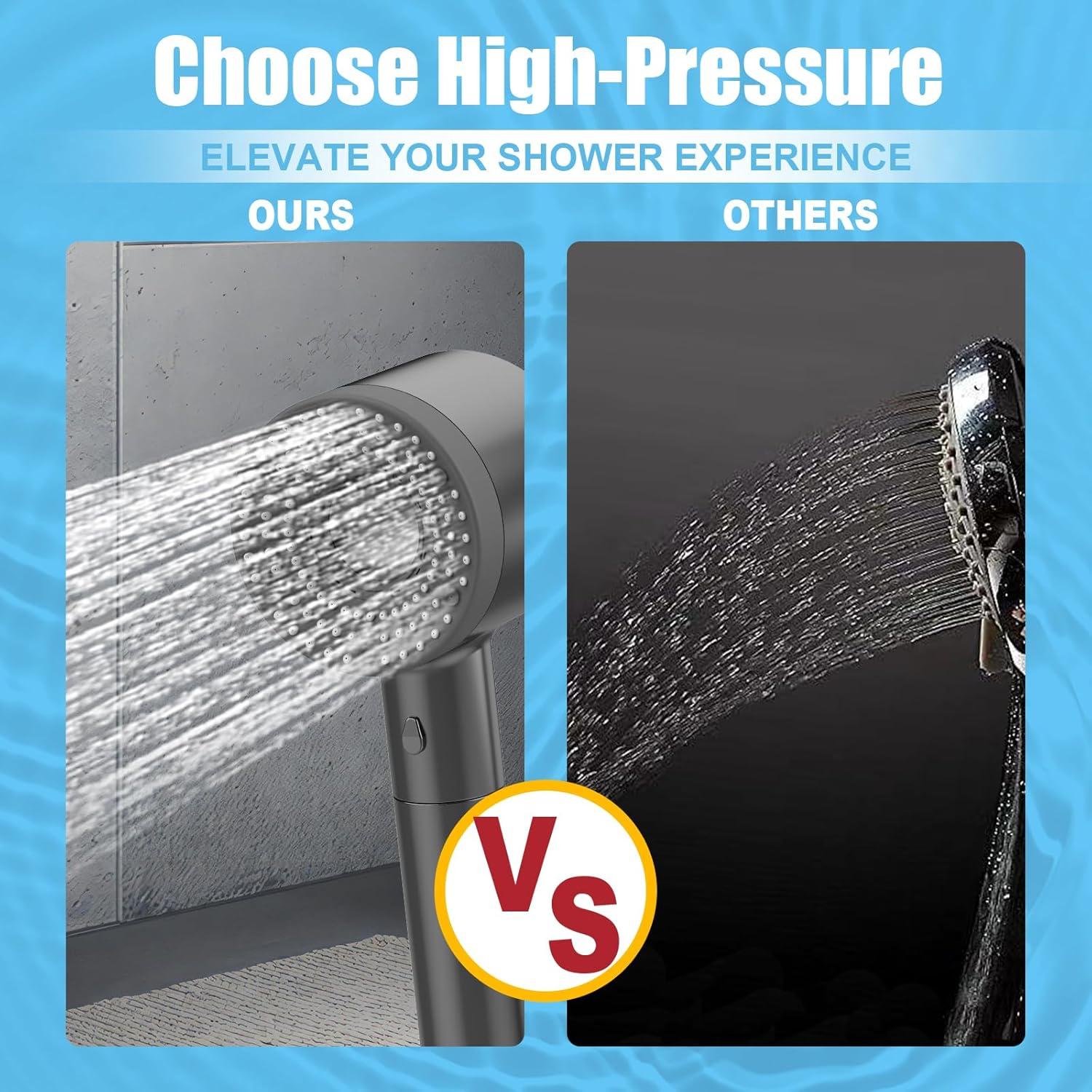 High Pressure Chrome Handheld Shower Head with Filter and Multiple Spray Modes