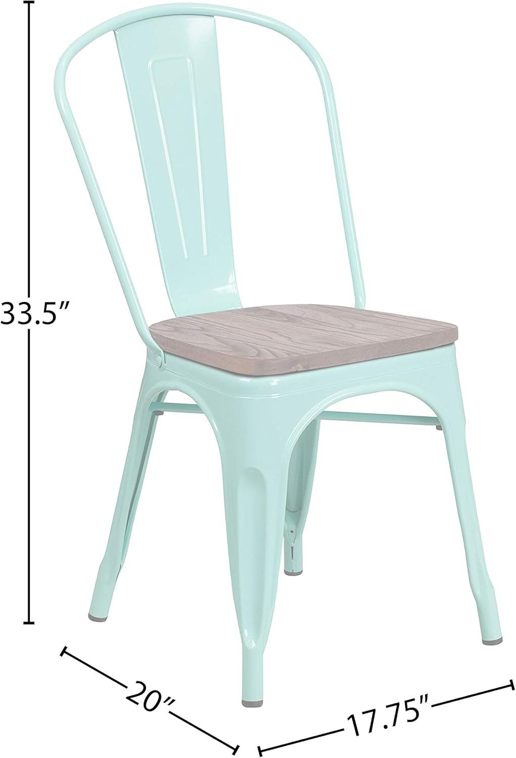 Flash Furniture Metal Stackable Chair with Wood Seat