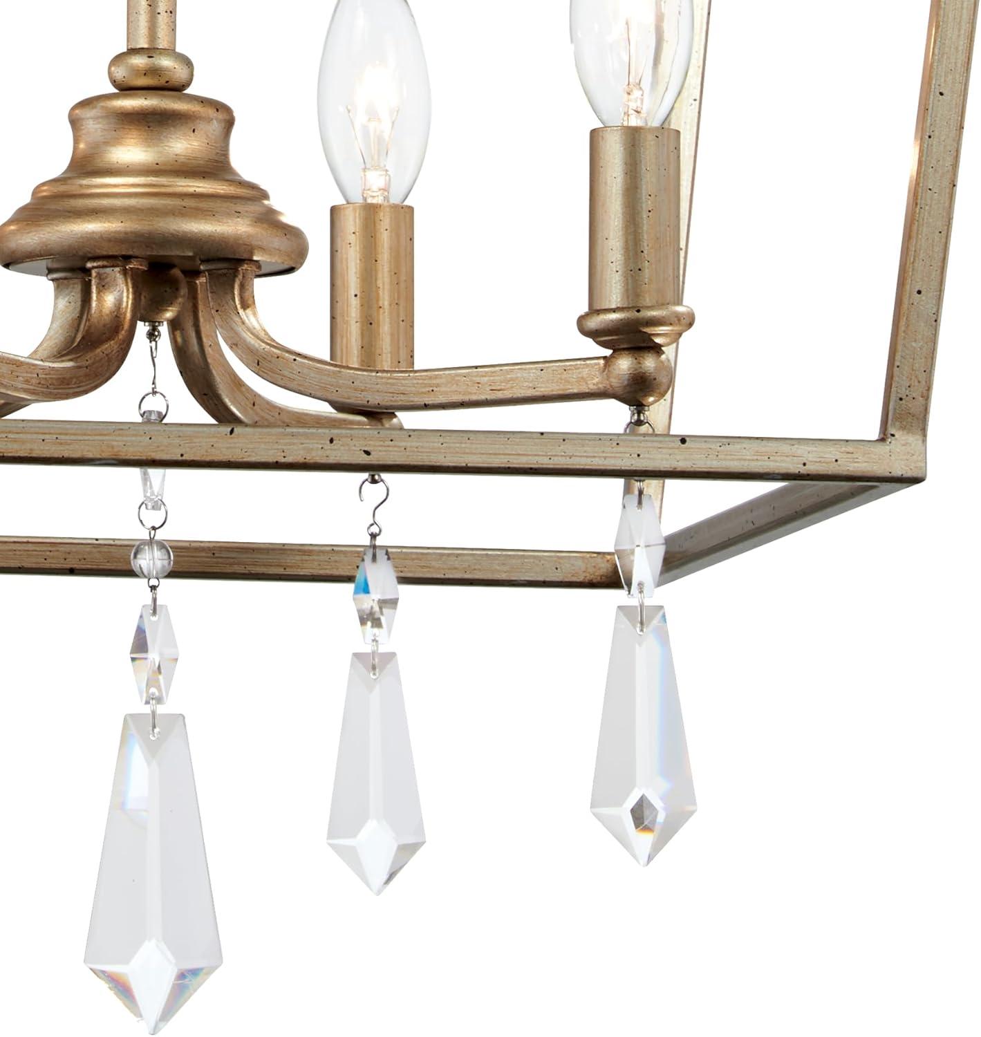 Minka Lavery Aged Brio Gold Pendant Chandelier 14 1/4" Wide French Clear Crystal 4-Light Fixture for Dining Room House Kitchen