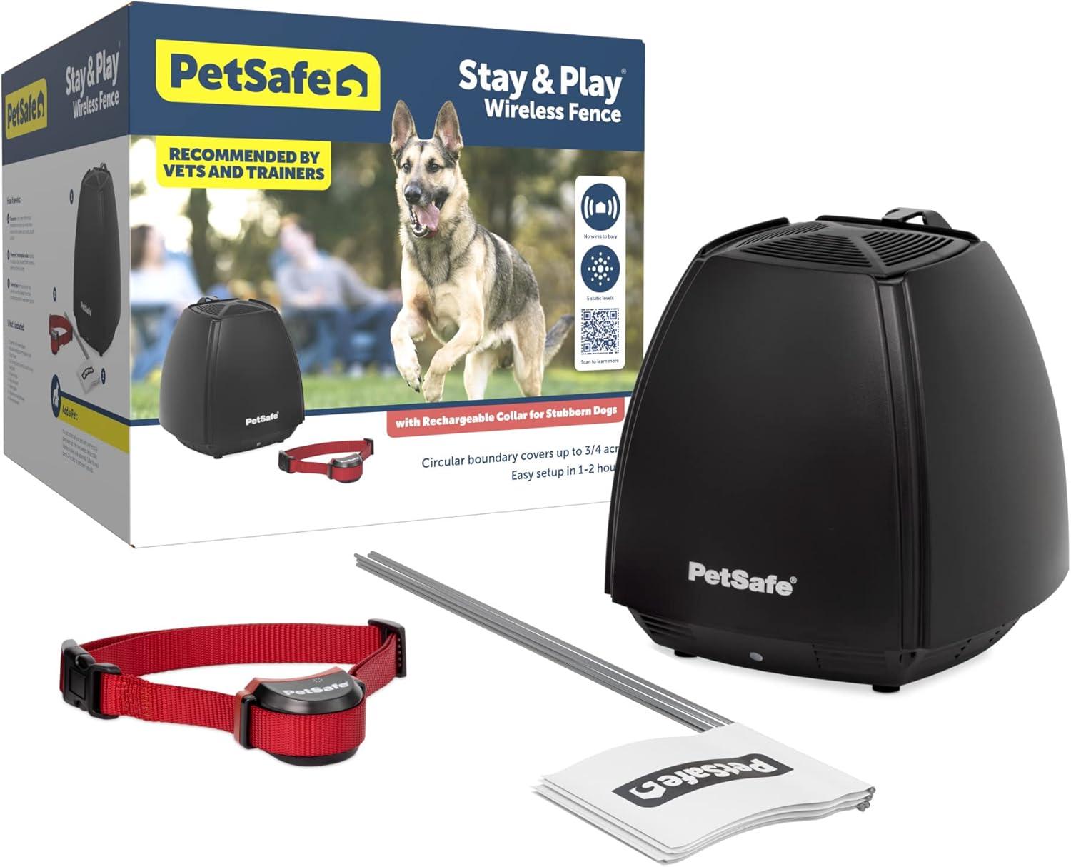 PetSafe Stay and Play Wireless Adjustable Fence for Stubborn Dogs - Black