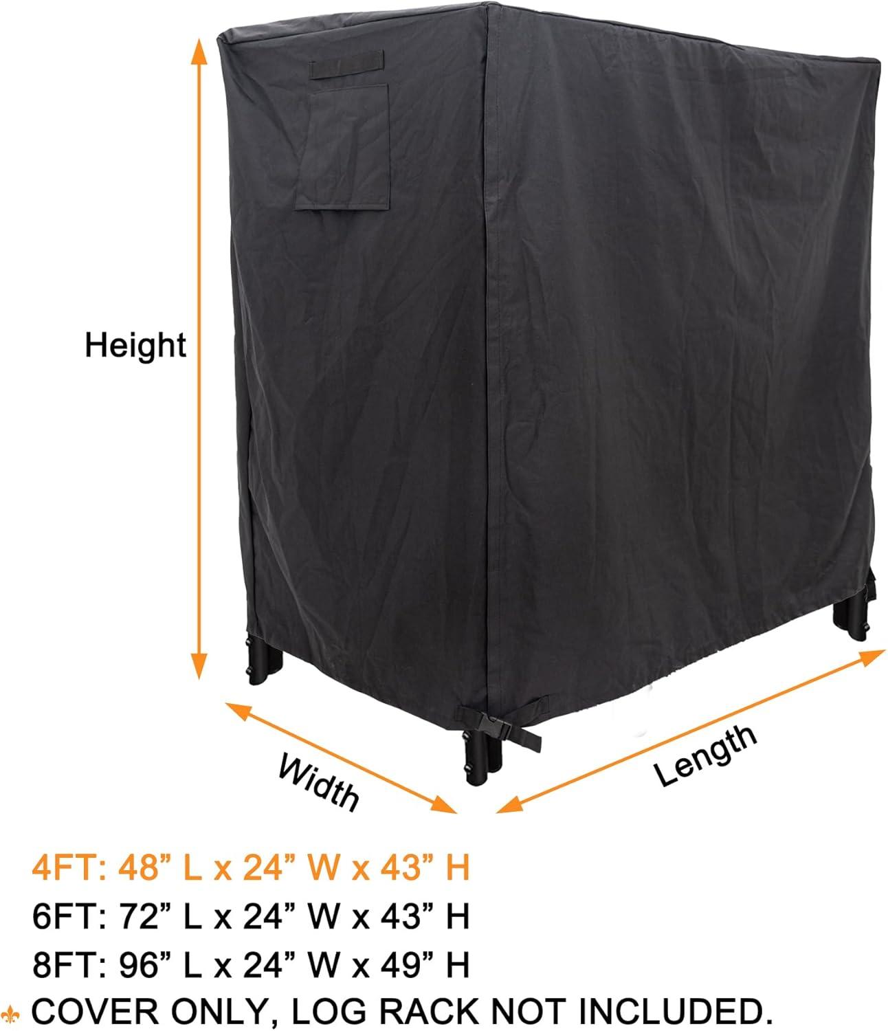 Himal 8ft Waterproof Firewood Cover, Heavy Duty 600D Oxford Outdoor Storage Wood Rack Cover with Buckle (Log Rack not Included)