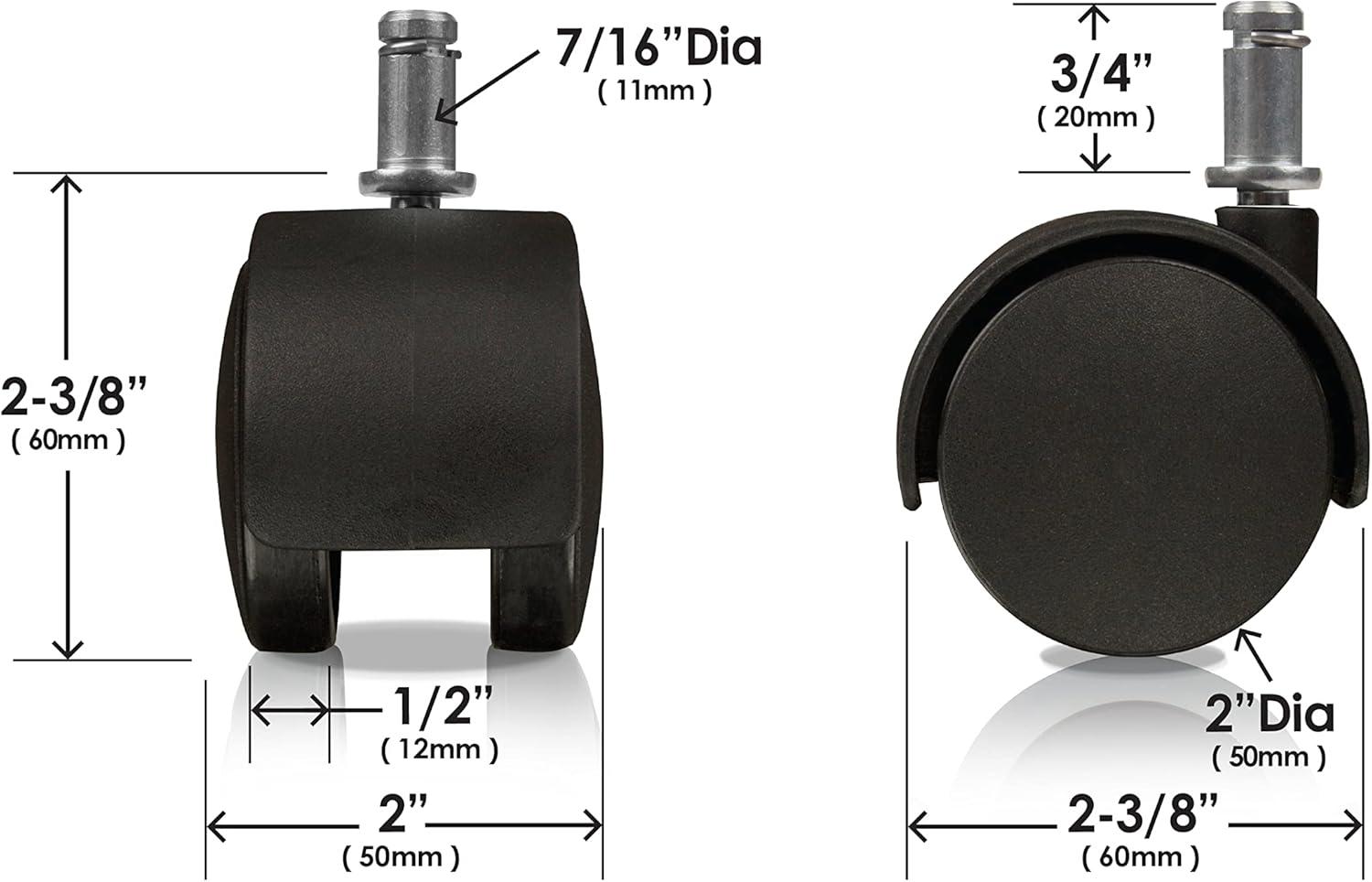 Slipstick 2" Office Chair Caster Wheel (Set of 5)
