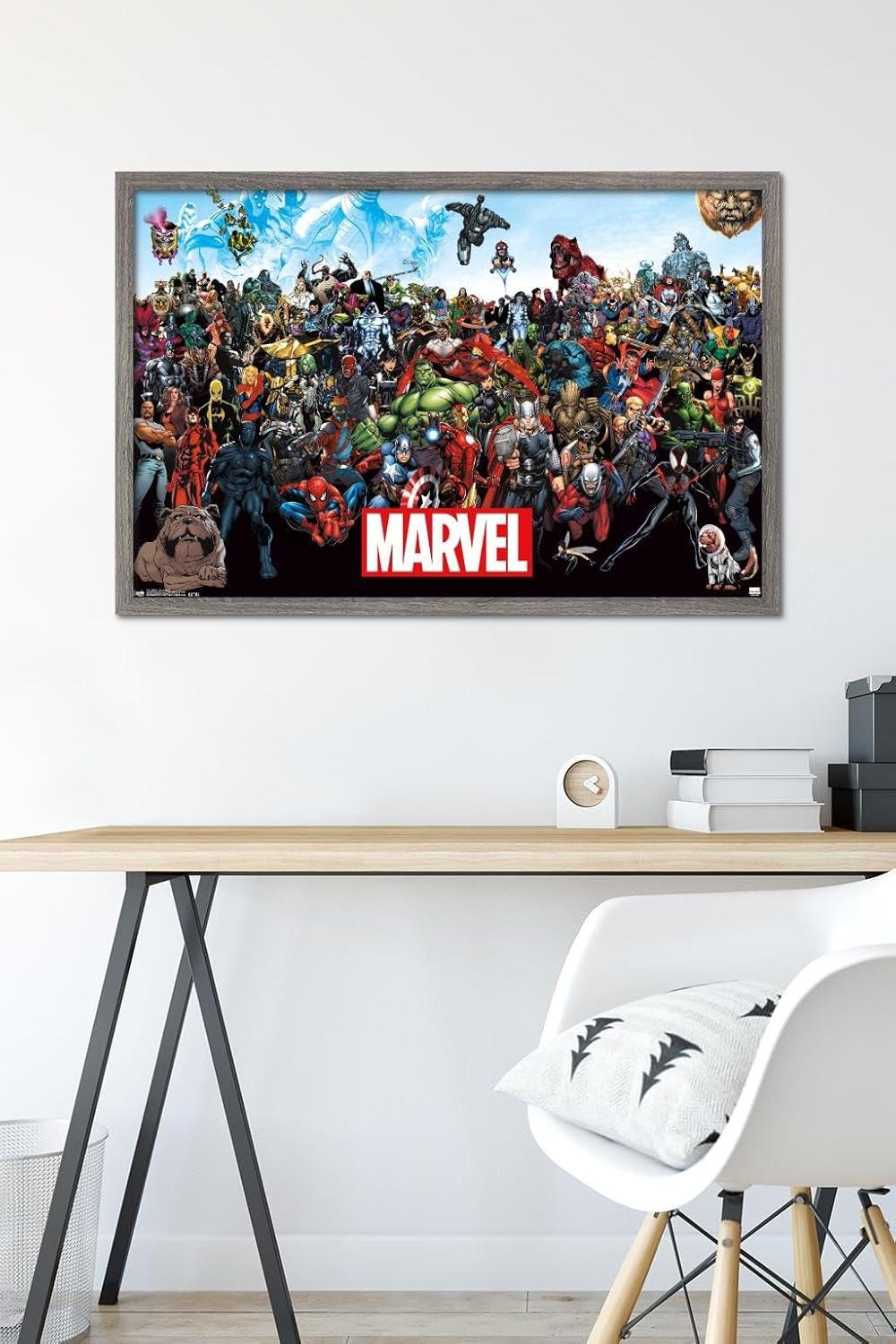 Marvel Comics - The Marvel Lineup Wall Poster, 22.375" x 34", Framed