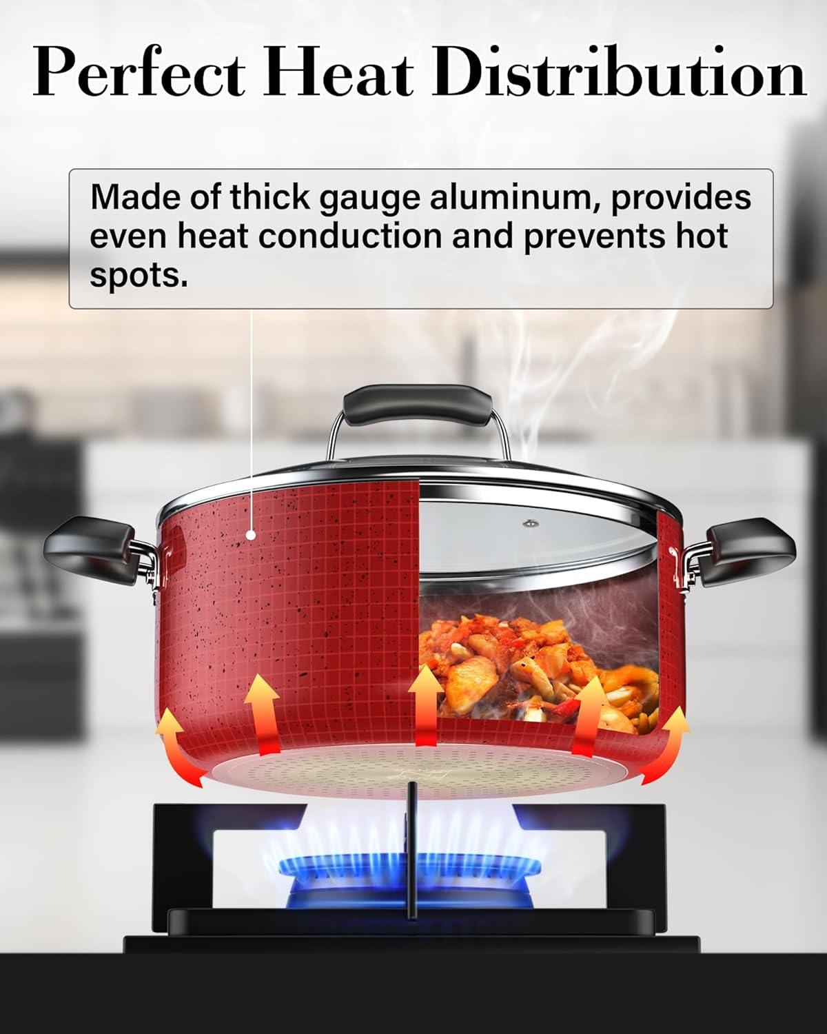 Cook N Home Cook N Home Non-Stick Aluminum Pots and Pans Kitchen Cookware Set 12 Piece