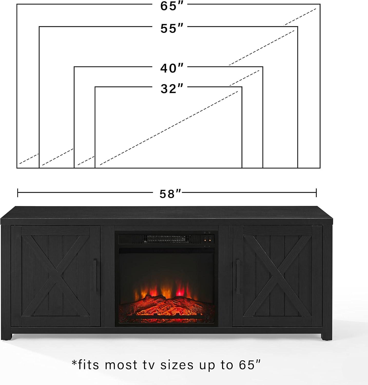 58" Gordon Low Profile TV Stand for TVs up to 65" with Fireplace Dark Walnut - Crosley