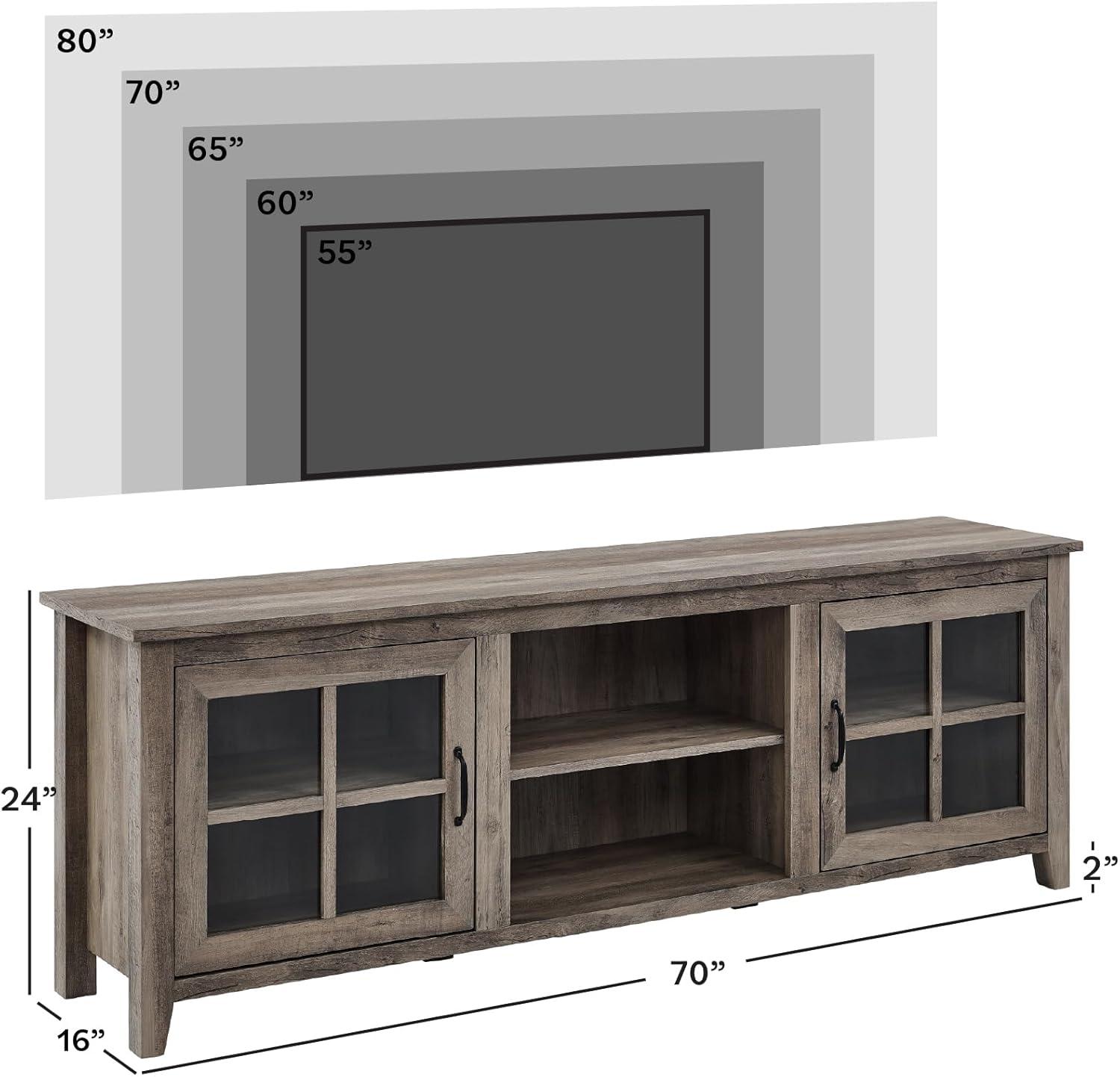 Modern Farmhouse 2-Door Glass Windowpane 70" TV Stand