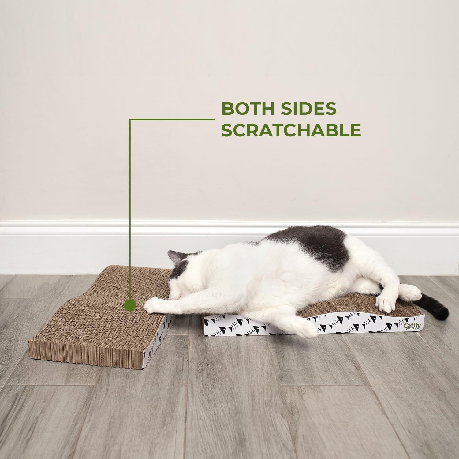 Best Pet Supplies Corrugated Reversible Cardboard Cat Scratcher, Lounger, and Fun Interactive Scratching Boards, Claw Safe, Durable, Natural Recycled Materials, Supports Active Play