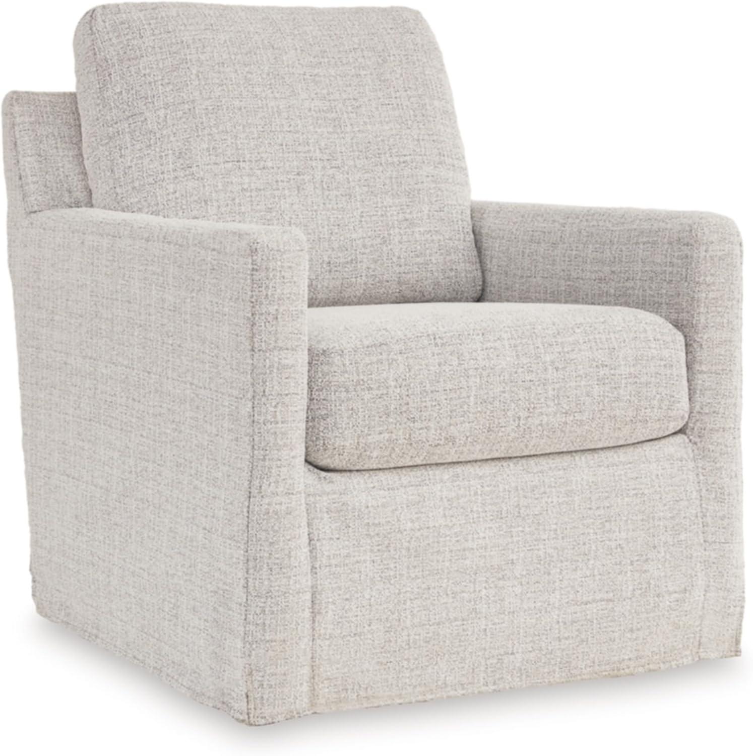 Gray Transitional Swivel Glider Accent Chair with Metal Base